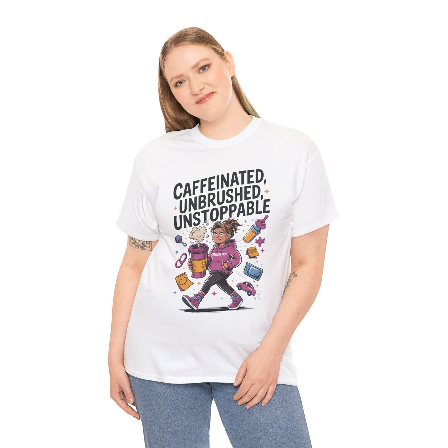 Funny Mom Life Graphic Shirt, Mother's Day Gift, Cotton Tee for Tired but Fierce Mothers, Coffee and Mom T-Shirt, mom life shirt