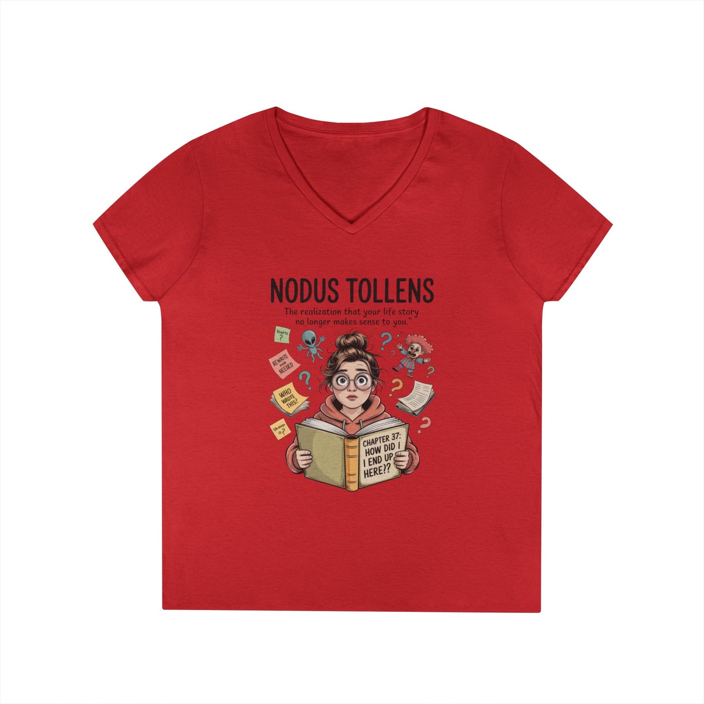 Nodus Tollens V-Neck T-Shirt, Women's Heavy Cotton Shirt, Latin Words, Moods & Modes, Self-Awareness, Quirky Humor Shirt
