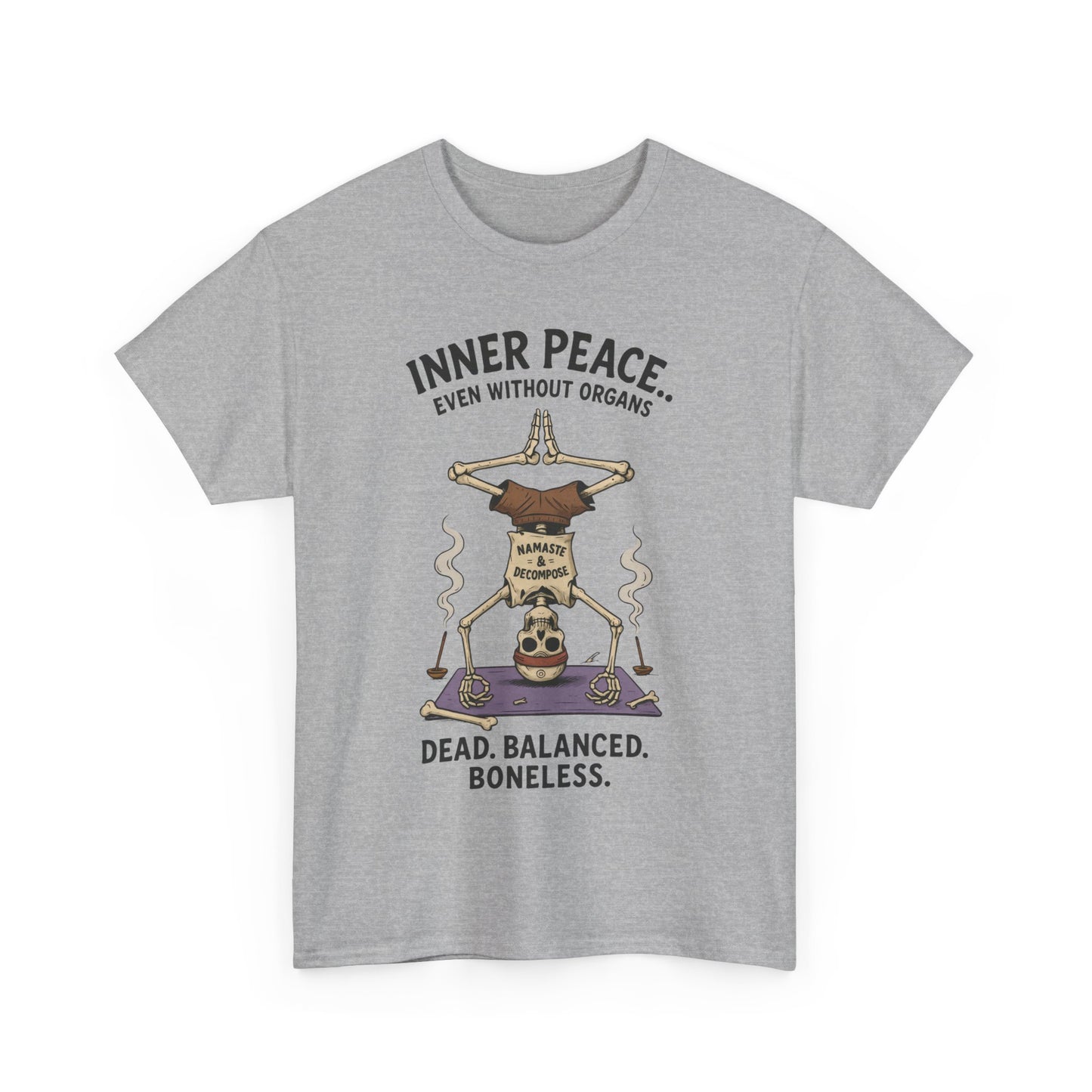 Inner Peace Skeleton Yoga Unisex Tee, Dark Humor Meditation Shirt, Gift for Mindfulness Lovers, Yoga Shirt, Peaceful Vibes