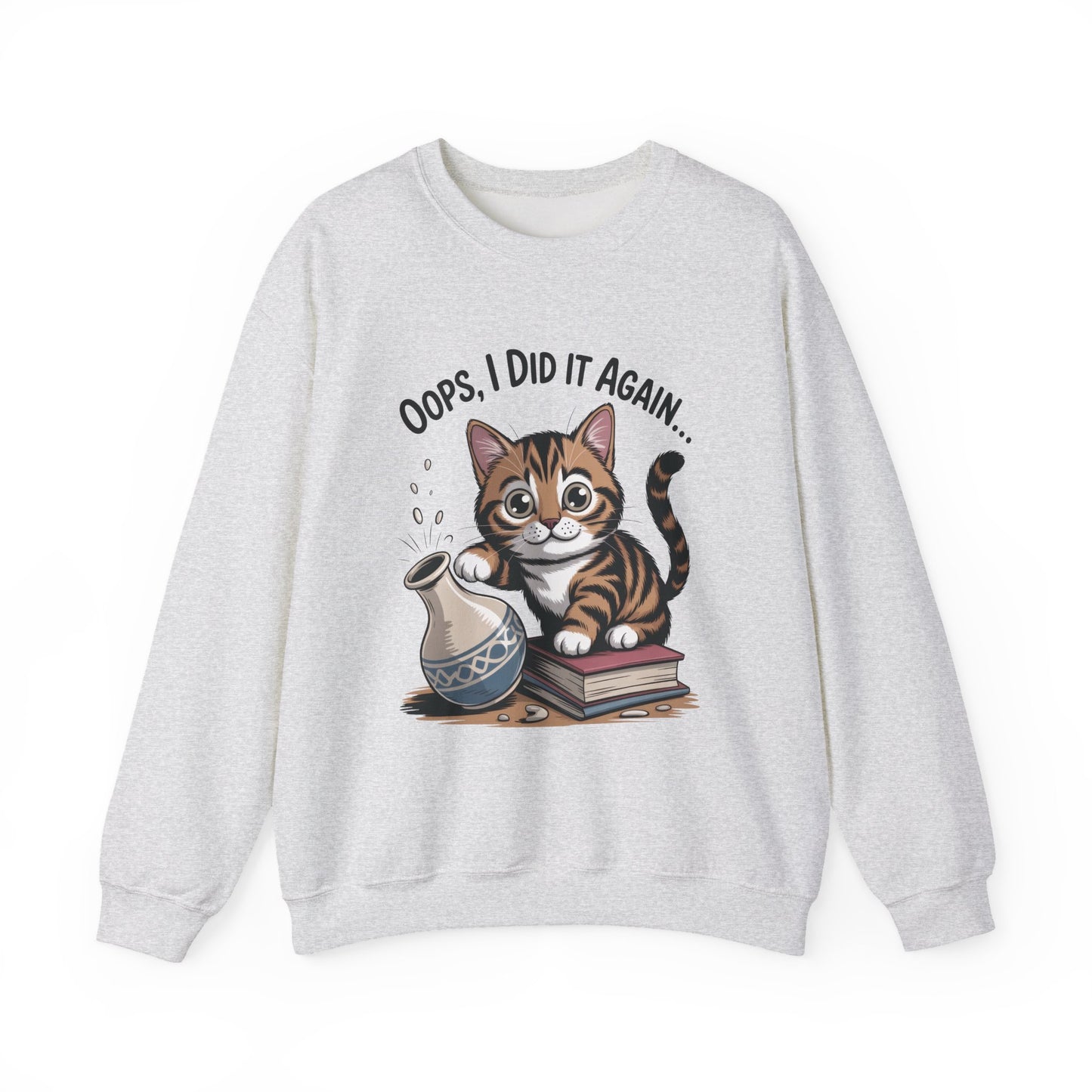 Cute Cat Oops! I Did It Again Sweatshirt, Funny Pet Lover Gift, Cozy Crewneck for Cat Moms, Purrfect for Birthdays, Casual Wear