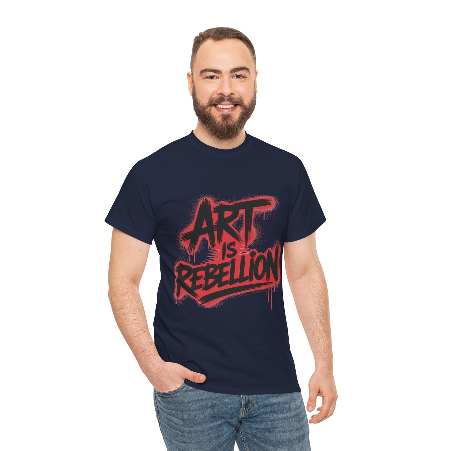 Men's Heavy Cotton Tee, Art Is Rebellion Men's T-Shirt, Graffiti Street Art Graphic Tee, Urban Skate Punk Style Shirt