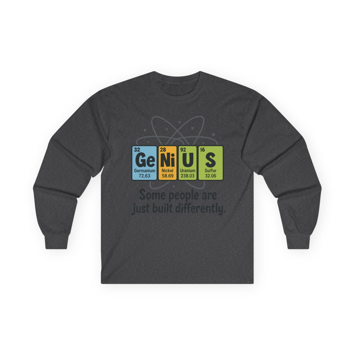 Funny Genius Long Sleeve Tee, Periodic Table Nerd Tee, Science Humor Tee for Smart Guys, Unisex Gift, Science Shirt, Nerdy Fashion