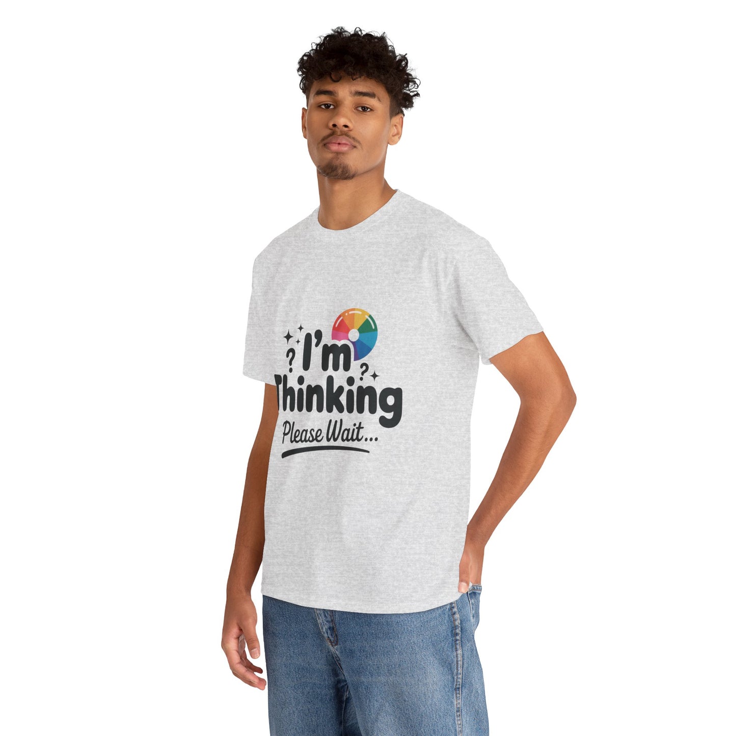 Funny - Im Thinking Please Wait - Mens T-Shirt, Cute Geeky Gift for Introverts, Programmers, Designers, Fun Humor Shirt, Gift for Adults