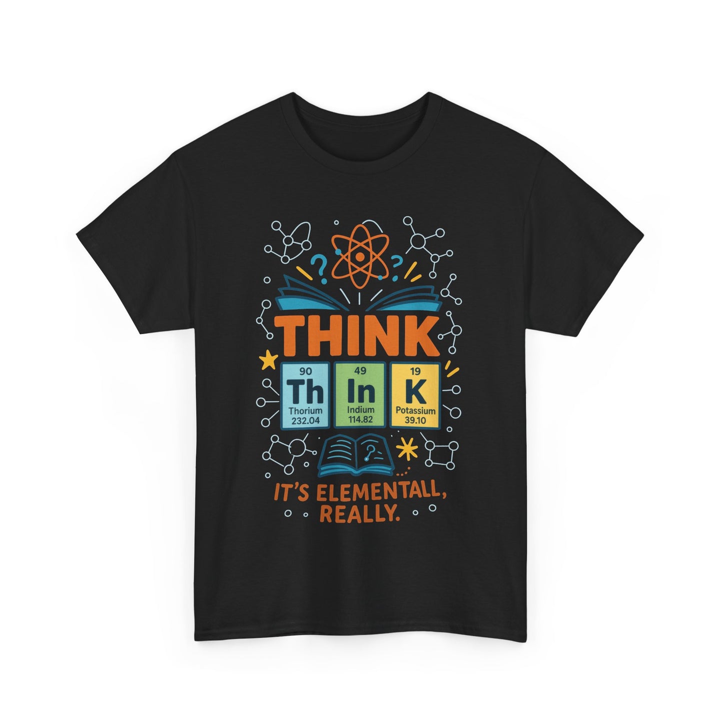 Funny Mens Science T-Shirt, THINK Element Periodic Table Shirt, Smart Geek Nerd Tee for Him, Ideal for Science Lovers, Geeky Apparel