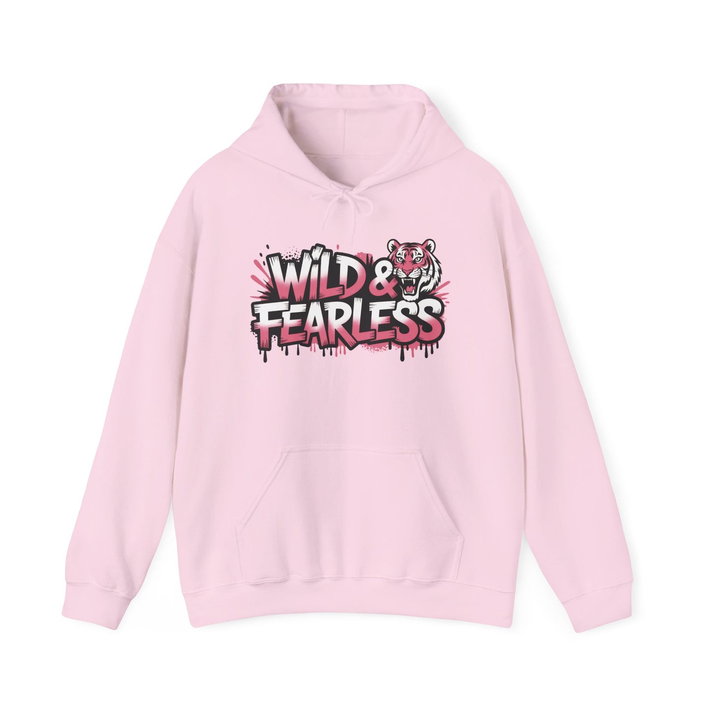 Women's Hoodie Wild & Fearless, Tiger Graffiti Graphic Pullover, Bold Urban Streetwear Hoodie