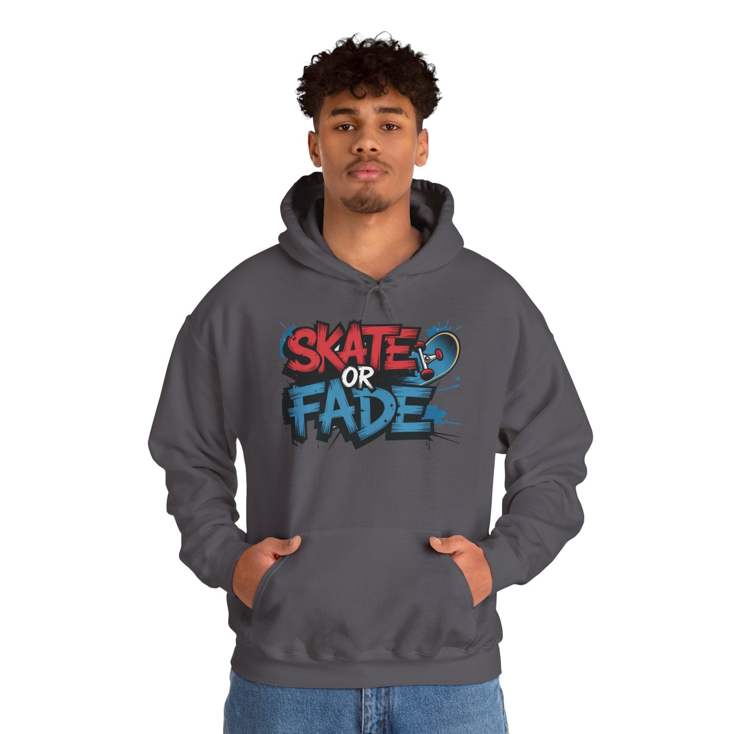 Skate Or Fade Men's Hoodie, Graffiti Skateboarding Pullover, Urban Streetwear Hoodie for Skaters