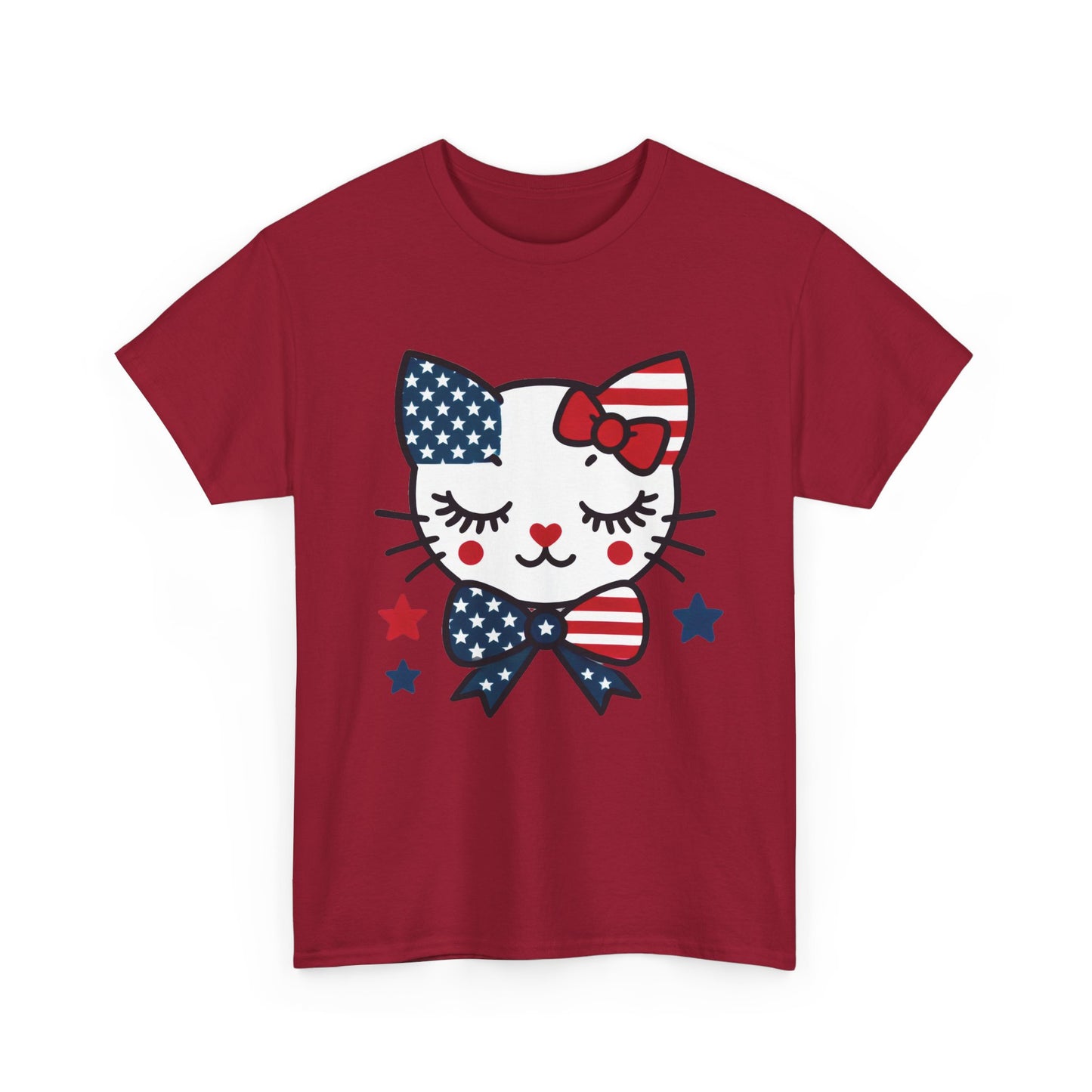 Patriotic Cat Women's Tee, Cute Cat Shirt, Women's T-Shirt, July 4th Outfit, Independence Day Gift, Animal Lover Apparel