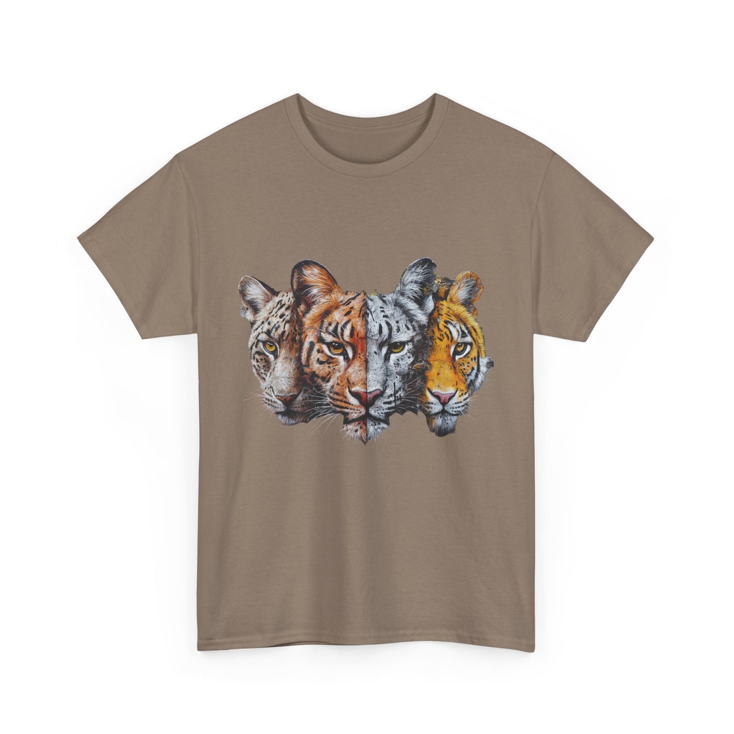 Wildlife Fusion Unisex Heavy Cotton Tee - Nature Lover's Apparel, Tiger Graphic Shirt, Animal Enthusiast Gift, Eco-Friendly Fashion
