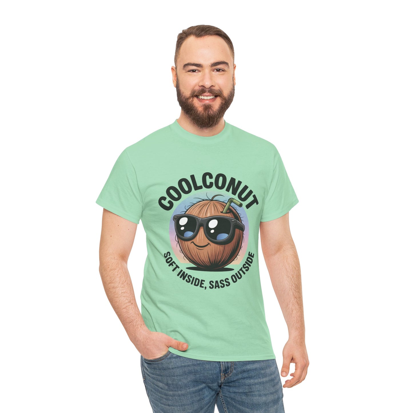 Coolconut Graphic Men's Tee, Soft Inside Sass Outside, Men's T-Shirt for Beach Lovers, Men's Fun Gift, Summer Vibes, Humor Apparel