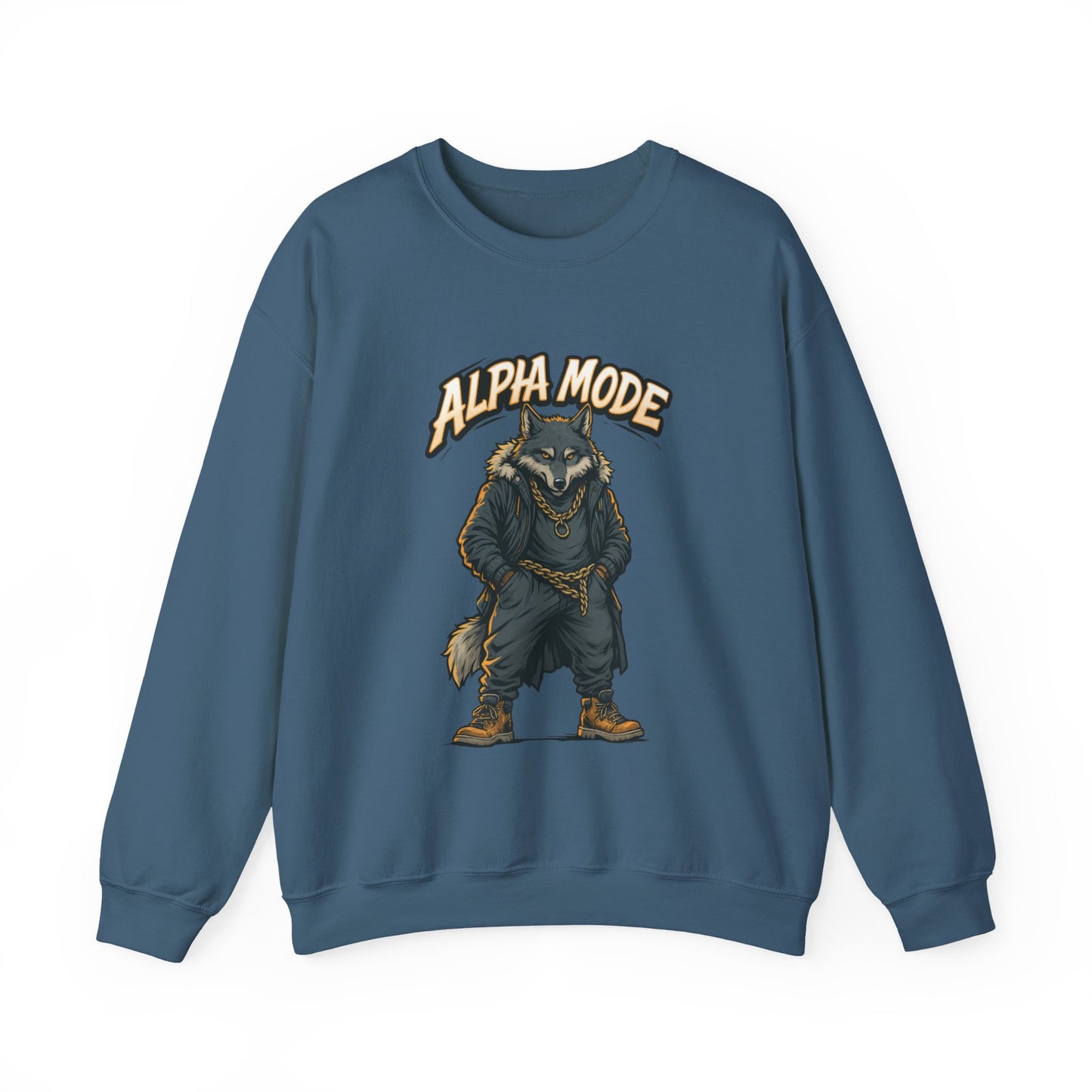 Alpha Mode Wolf Crewneck Sweatshirt, Mens Streetwear Pullover, Hip Hop Savage Wolf Sweater, Alpha Male Graphic Crewneck, Urban Wolf Gift