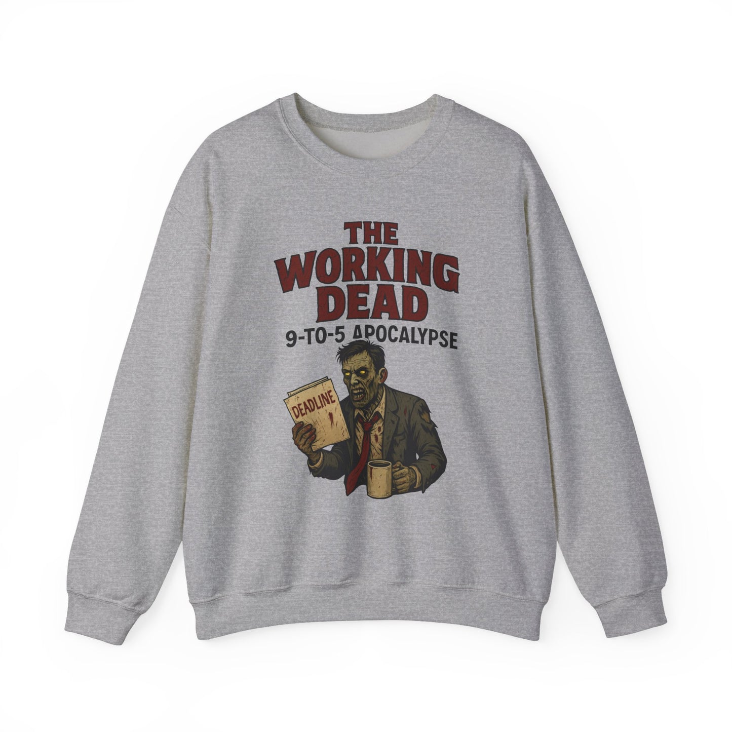 Men's The Working Dead 9-to-5 Apocalypse Sweatshirt, Funny Office Zombie Horror Pullover, Halloween Zombie Work Top