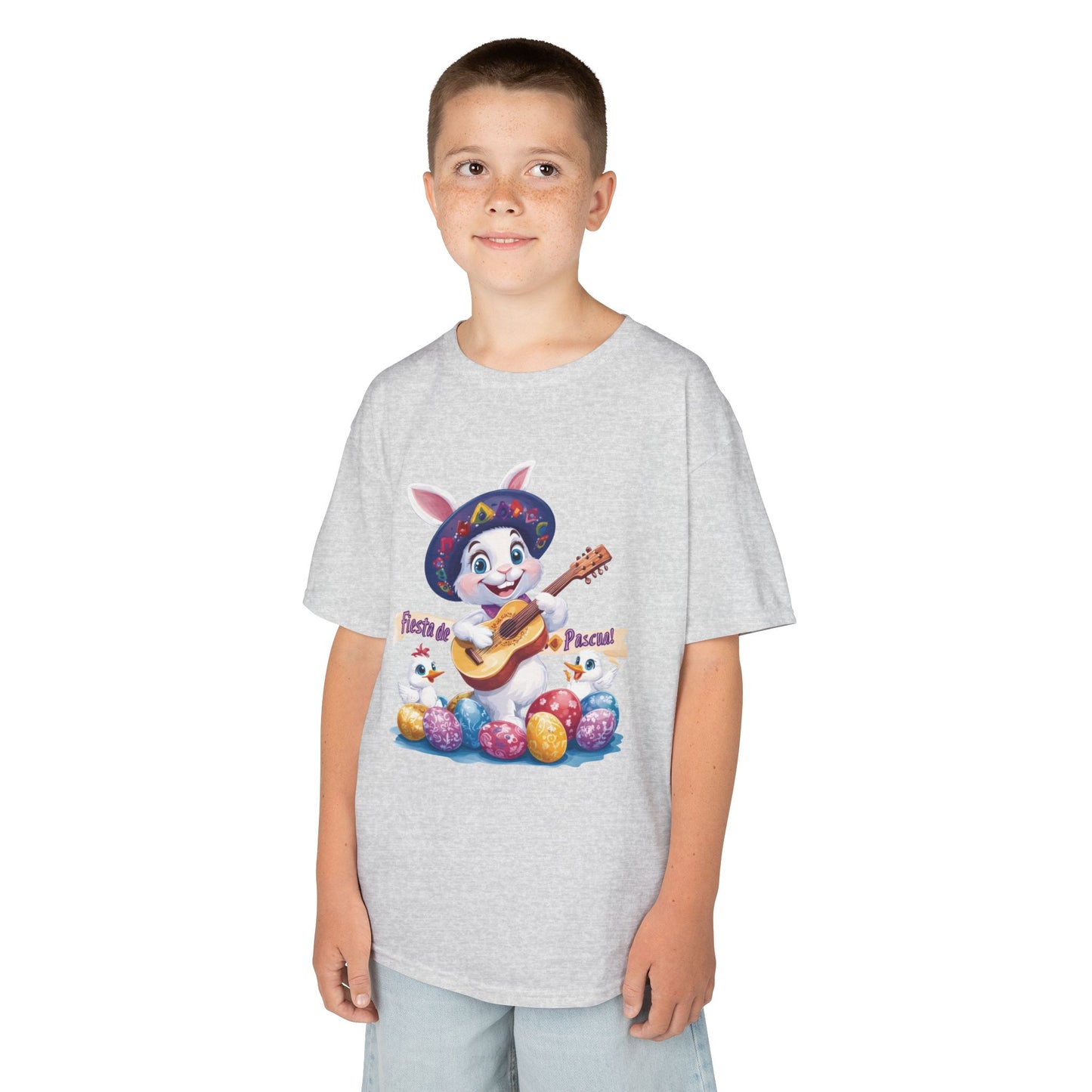 Mexican Easter Bunny Kids T-Shirt - Fiesta de Pascua Shirt with Guitar, Fun Spring Festival Tee, Colorful Holiday Gift for Children