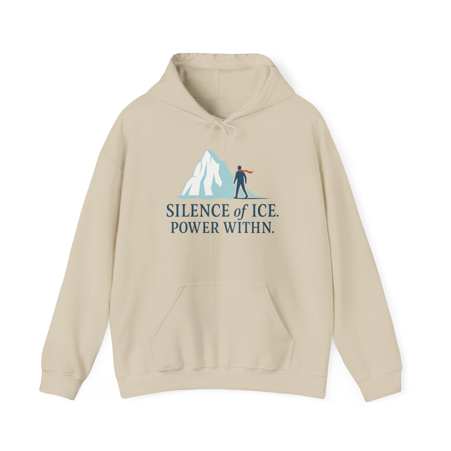 Men's Heavy Blend™ Hooded Sweatshirt, Silence of Ice Power Within Hoodie, Nordic Minimal Iceberg Graphic Streetwear