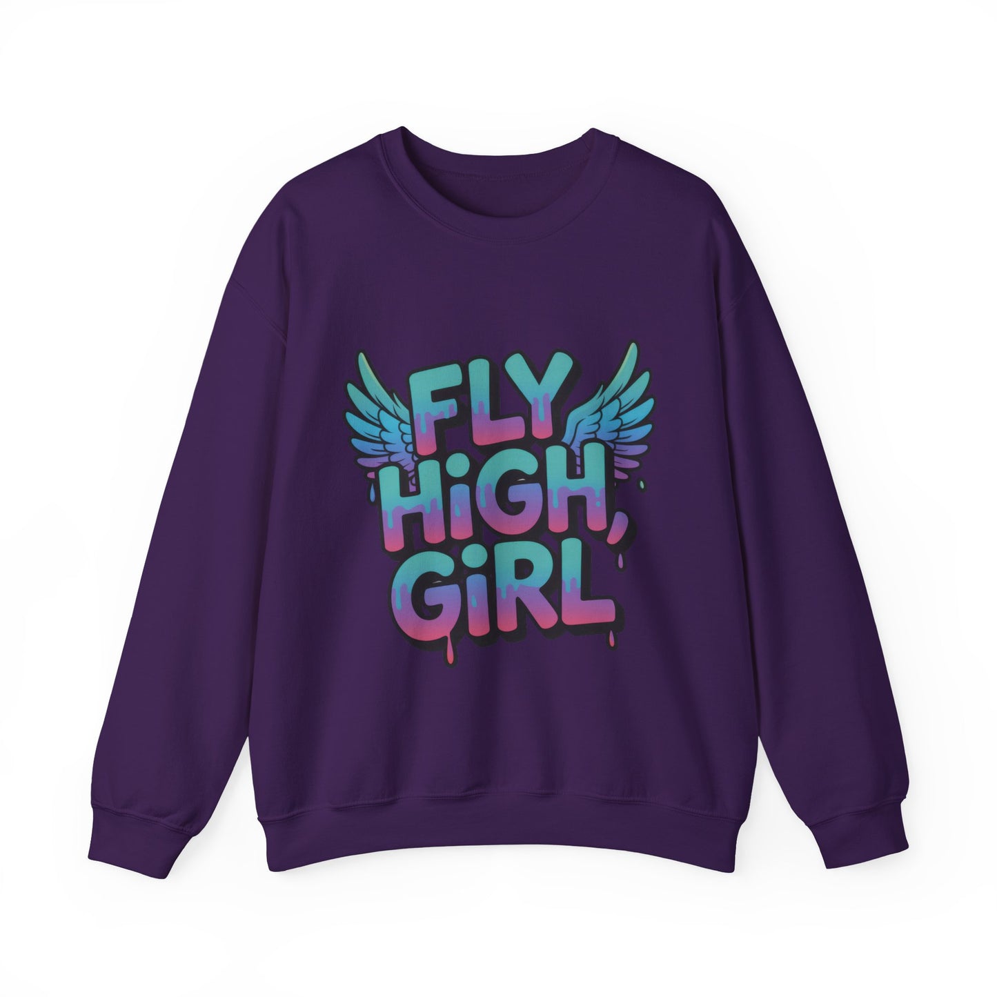Women's Sweatshirt Fly High Girl, Graffiti Drip Angel Wings Streetwear Pullover Top