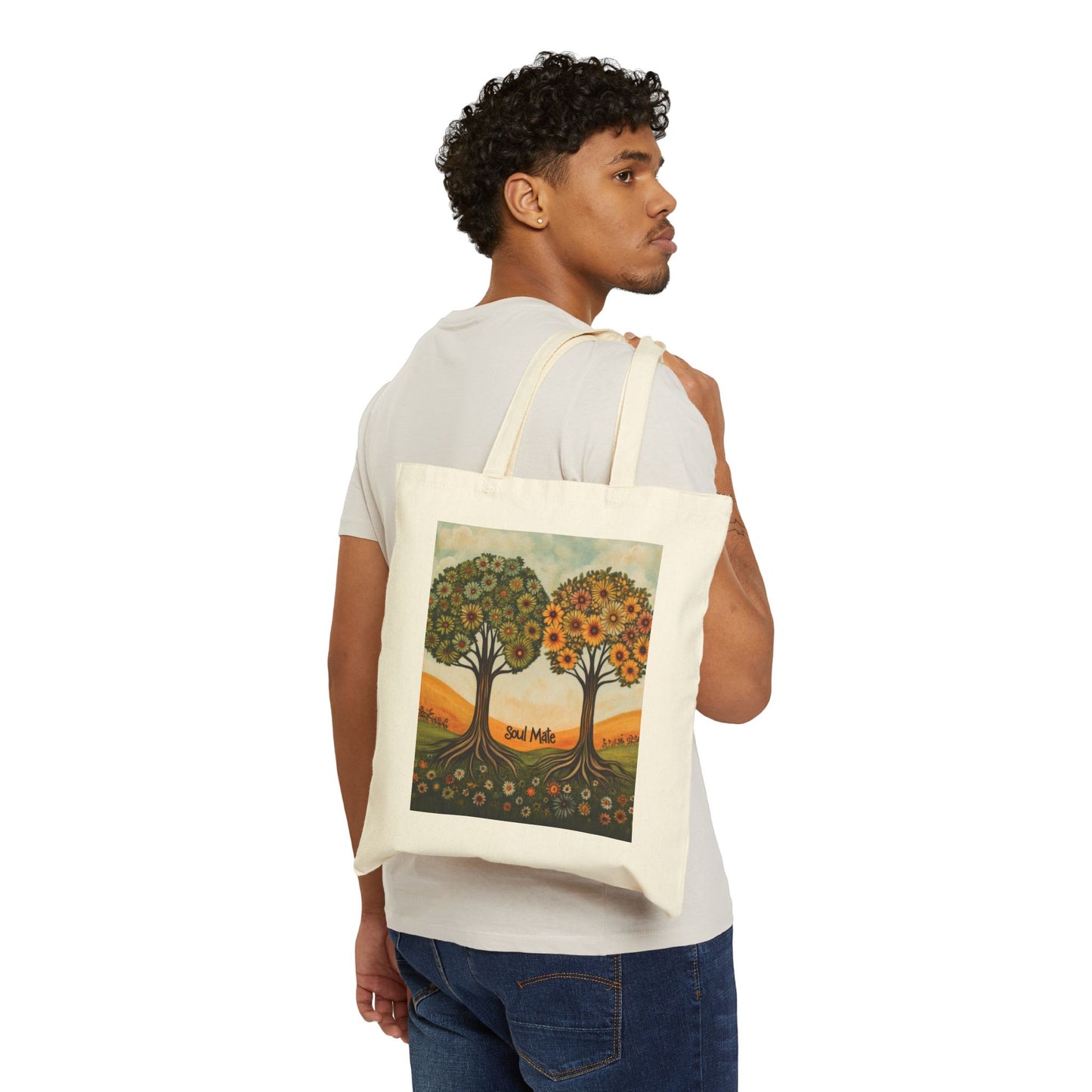 Soul Mate Canvas Tote Bag, Eco-Friendly Shopping Bag, Gift for Friends, Beach Tote, Artwork Design, Reusable Bag