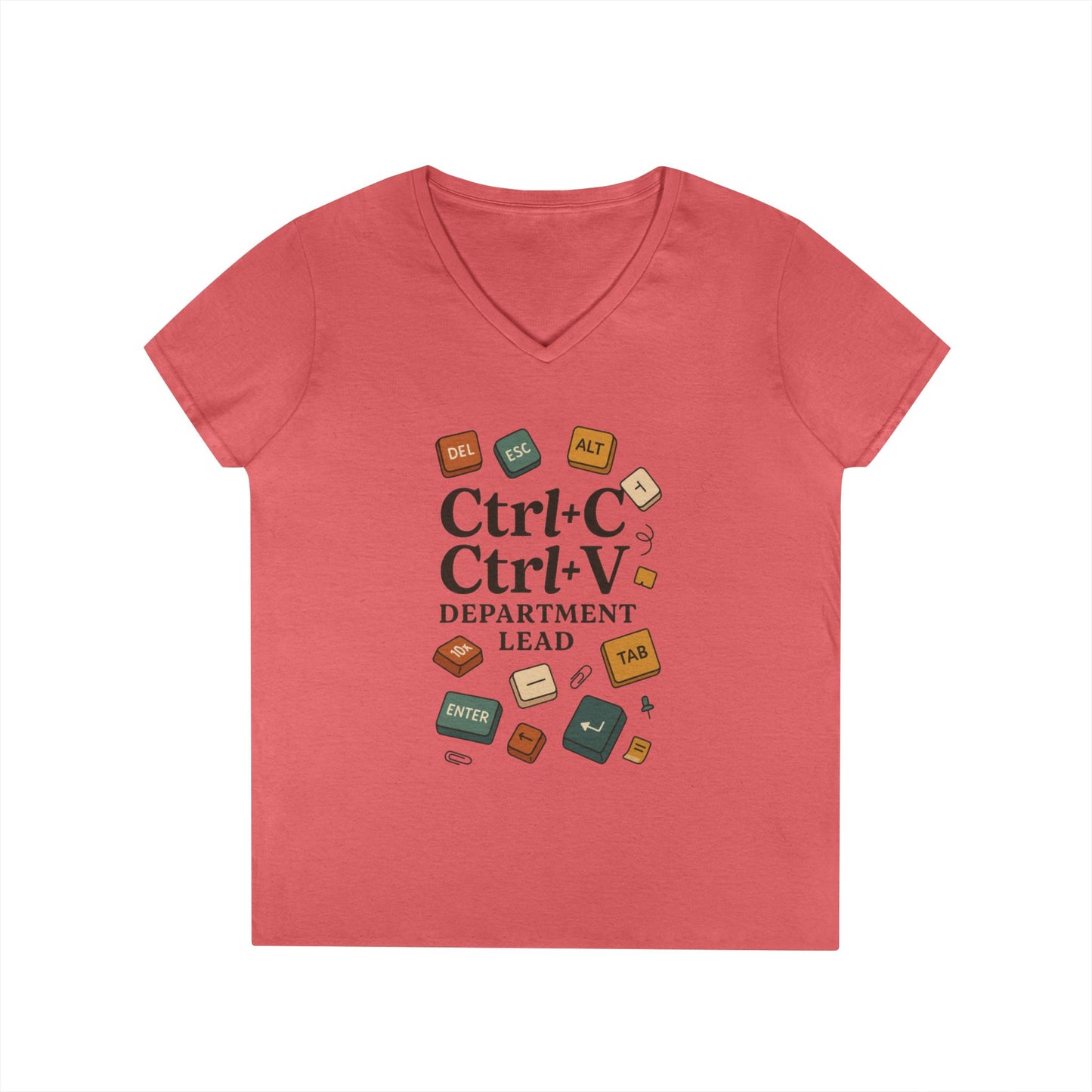 Tech Savvy Ladies' V-Neck T-Shirt, Funny Coding Tee, Programmer Gift, Office Humor Top, CTRL C V Shirt, Work From Home Clothes