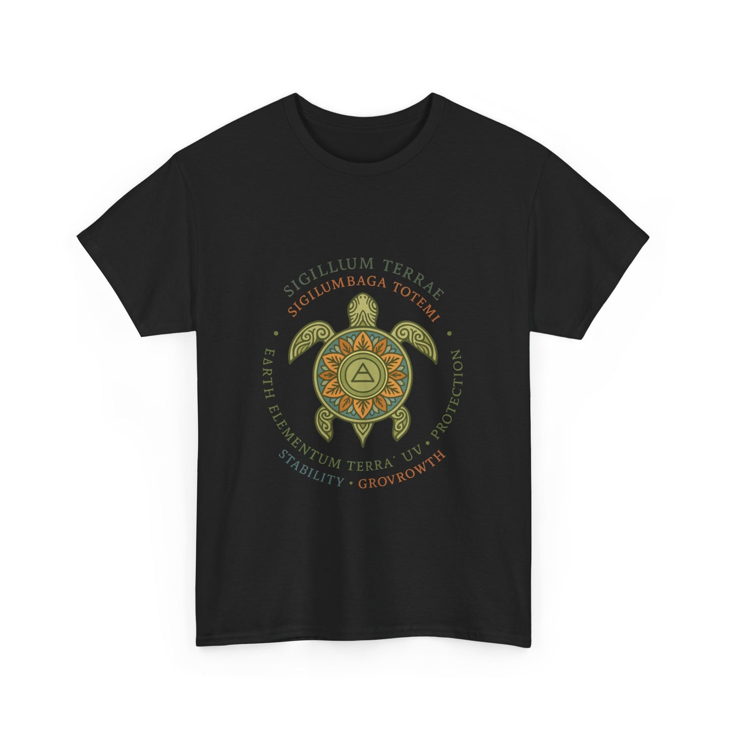 Earth Totem Turtle Unisex T-Shirt, Sigillum Terrae Symbol, Elemental Growth Unisex Tee, Spiritual UV Protection Shirt, Nature Symbol Gift