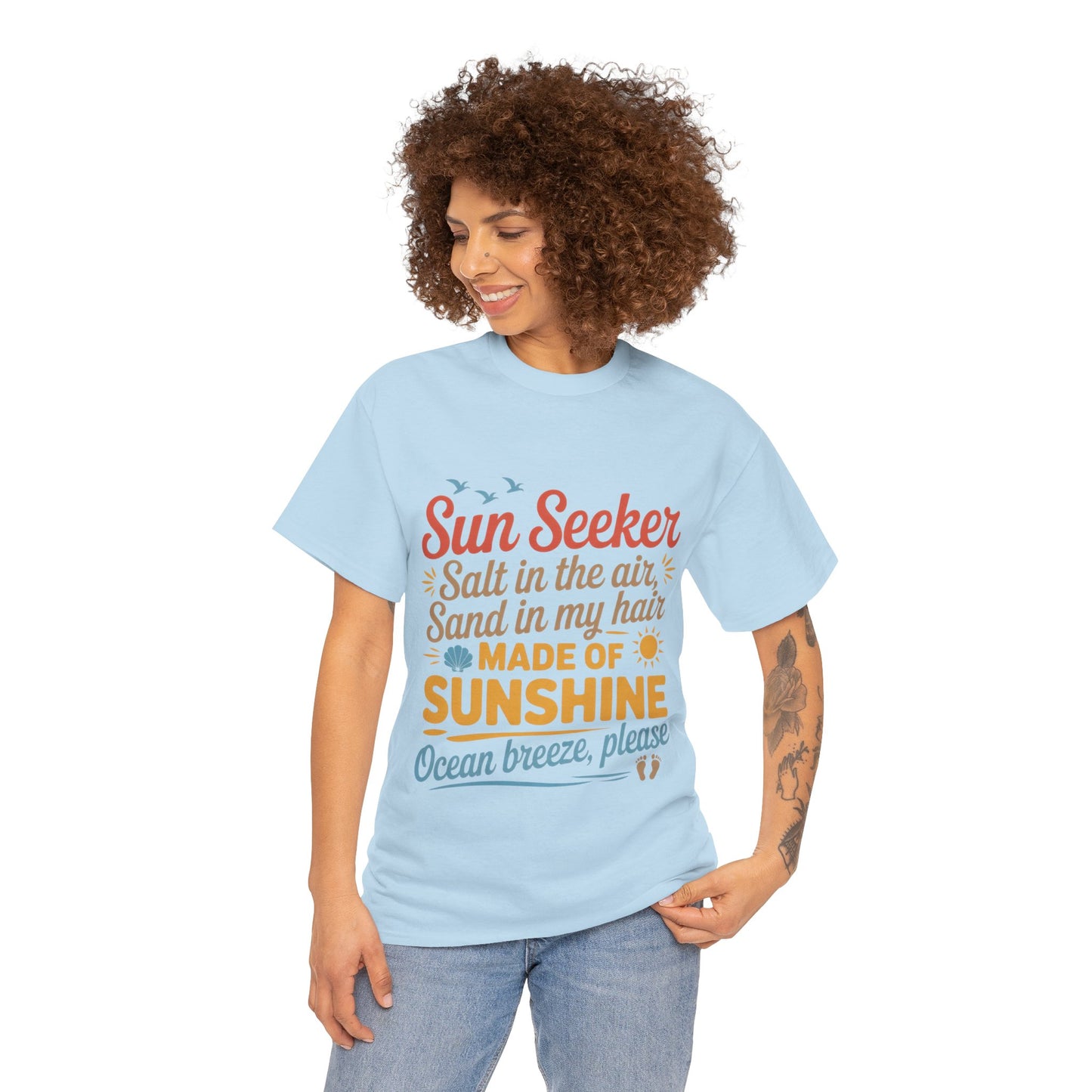 Sun Seeker Summer Quote Shirt, Made of Sunshine Beach Vibes Tee, Ocean Breeze Please Shirt for Women, Salt in the Air Sand in My Hair Top