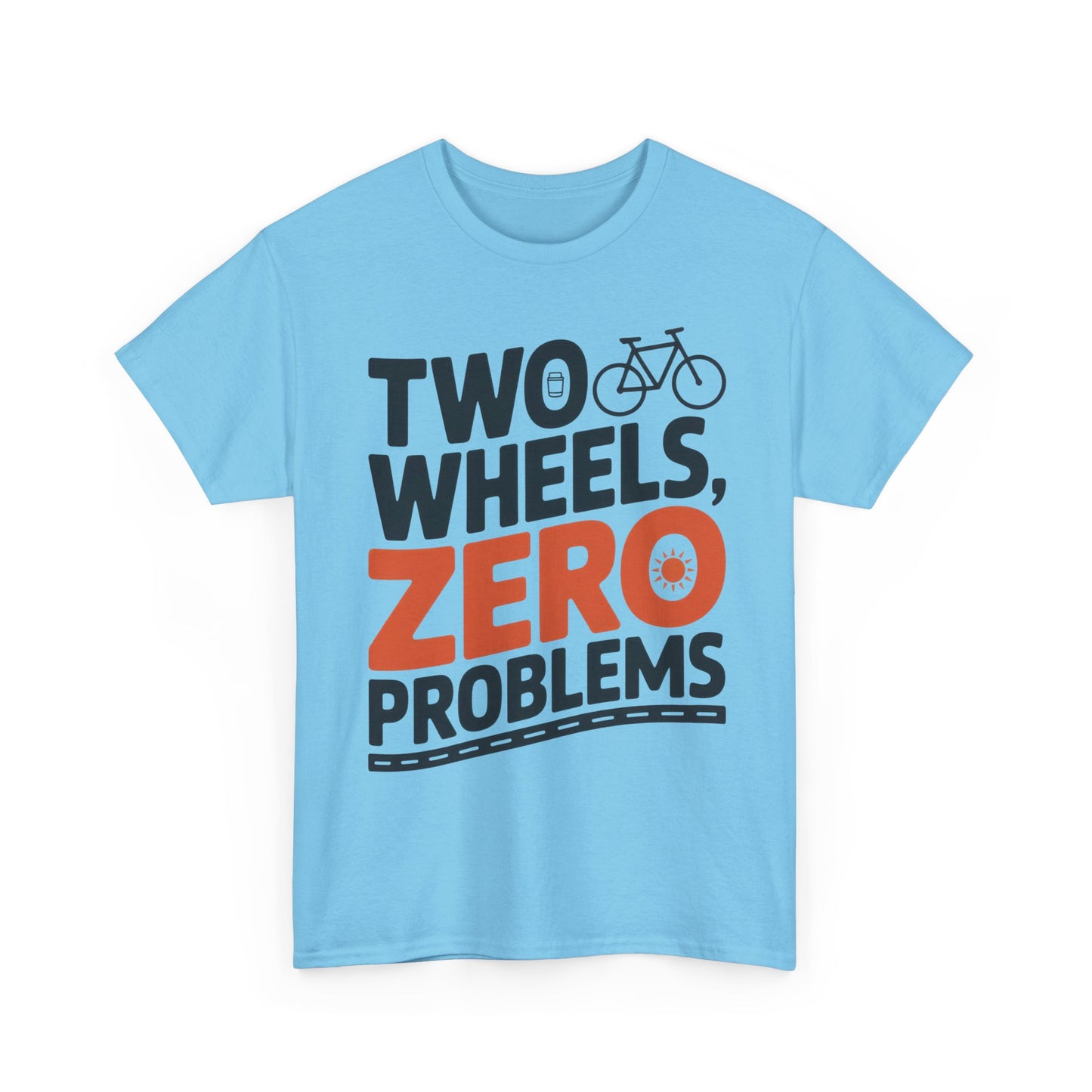Two Wheels Zero Problems Mens Graphic Biker T-Shirt, Bike Humor Tee, Biker Gift