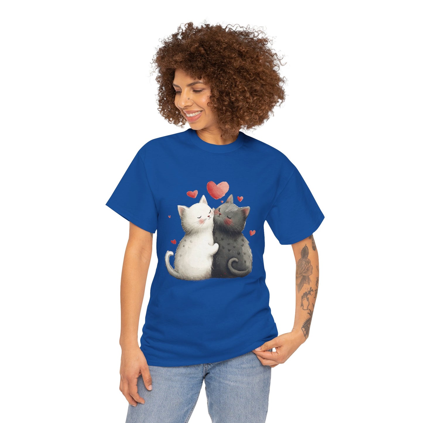 Cute Cat Love T-Shirt, Adorable Feline Couple Tee, Gift for Cat Lovers, Valentine's Day Shirt, Cozy Everyday Wear, Cat Mom T-Shirt