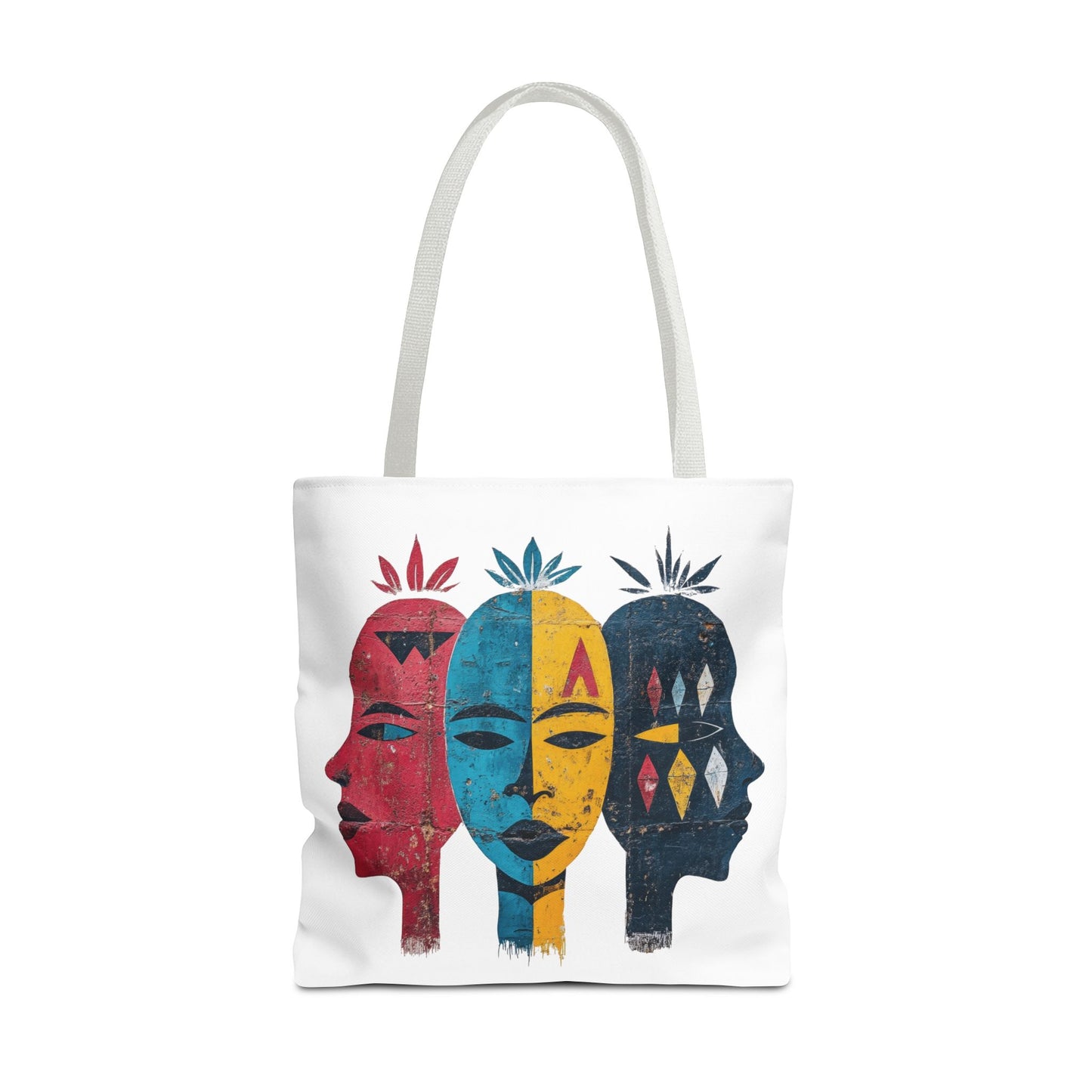 Artistic Tote Bag with Abstract Faces - Bohemian Style, Eco-Friendly Shopping Bag, Gift for Art Lovers, Unique Beach Bag, Festival Accessory