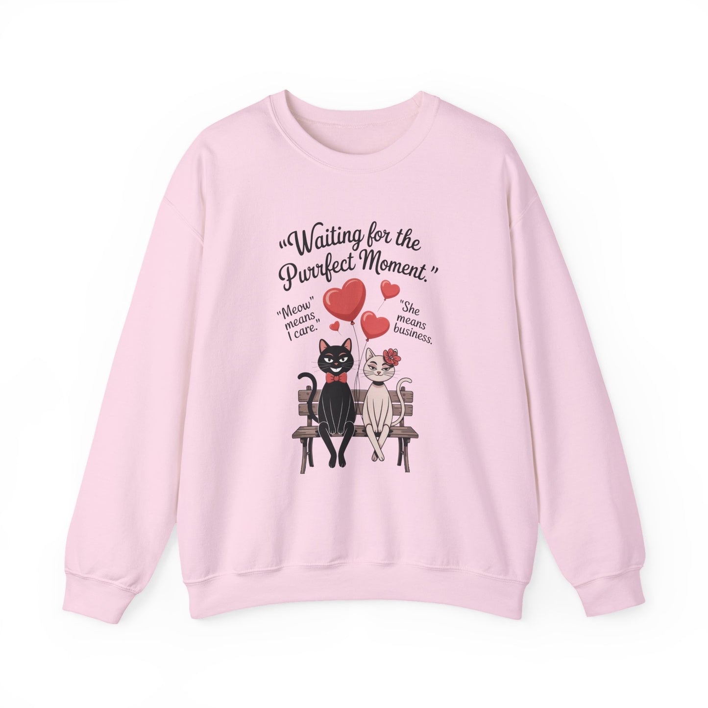 Cute Cat Lovers Womens Sweatshirt, Cozy Gift for Pet Owners, Perfect for Valentine's Day, Animal Lover Apparel, Relaxed Love Sweatshirt