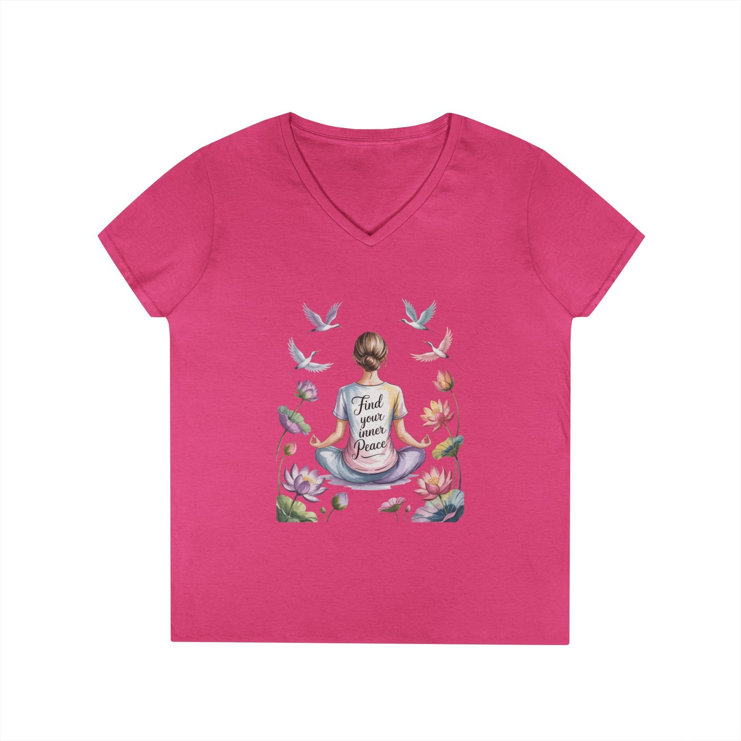 Mindful V-Neck T-Shirt, Inspirational Tee, Yoga Shirt, Self-Care Apparel, Gift for Her, Casual Wear, Find Your Inner Peace