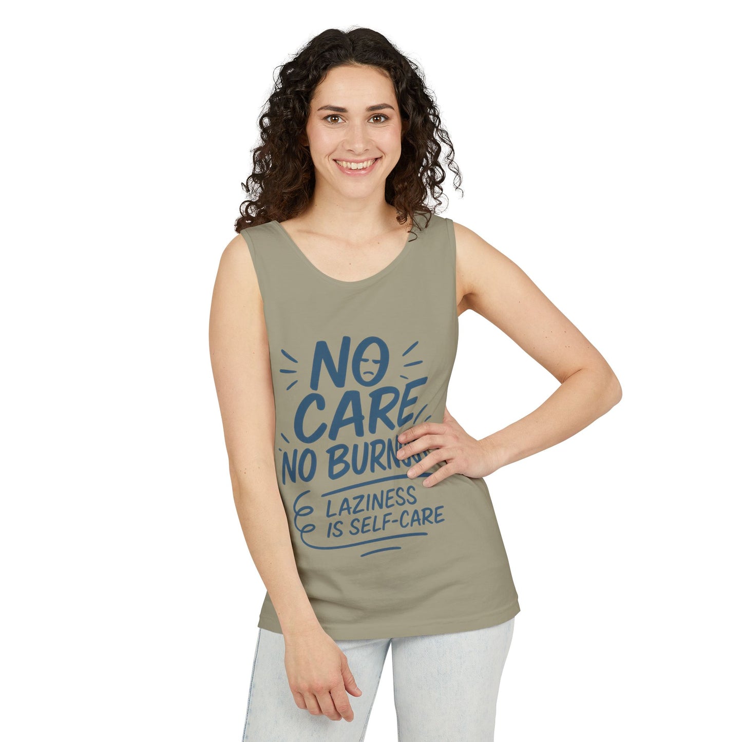 Mens Lazy Life Tank Top, No Care No Burnout Funny Quote, Workout Gym Sleeveless Shirt, Humor Gift for Him, Gift for Mental Health Awareness