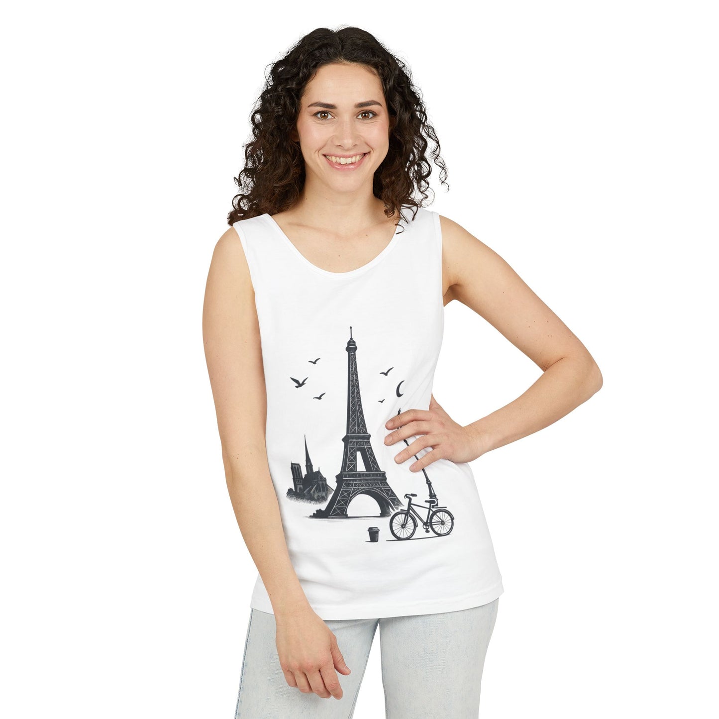 Parisian Dreams Tank Top, Unisex Summer Wear, Graphic Tee, Travel Inspired Apparel, Vacation Outfit, Casual Tank for All Occasions