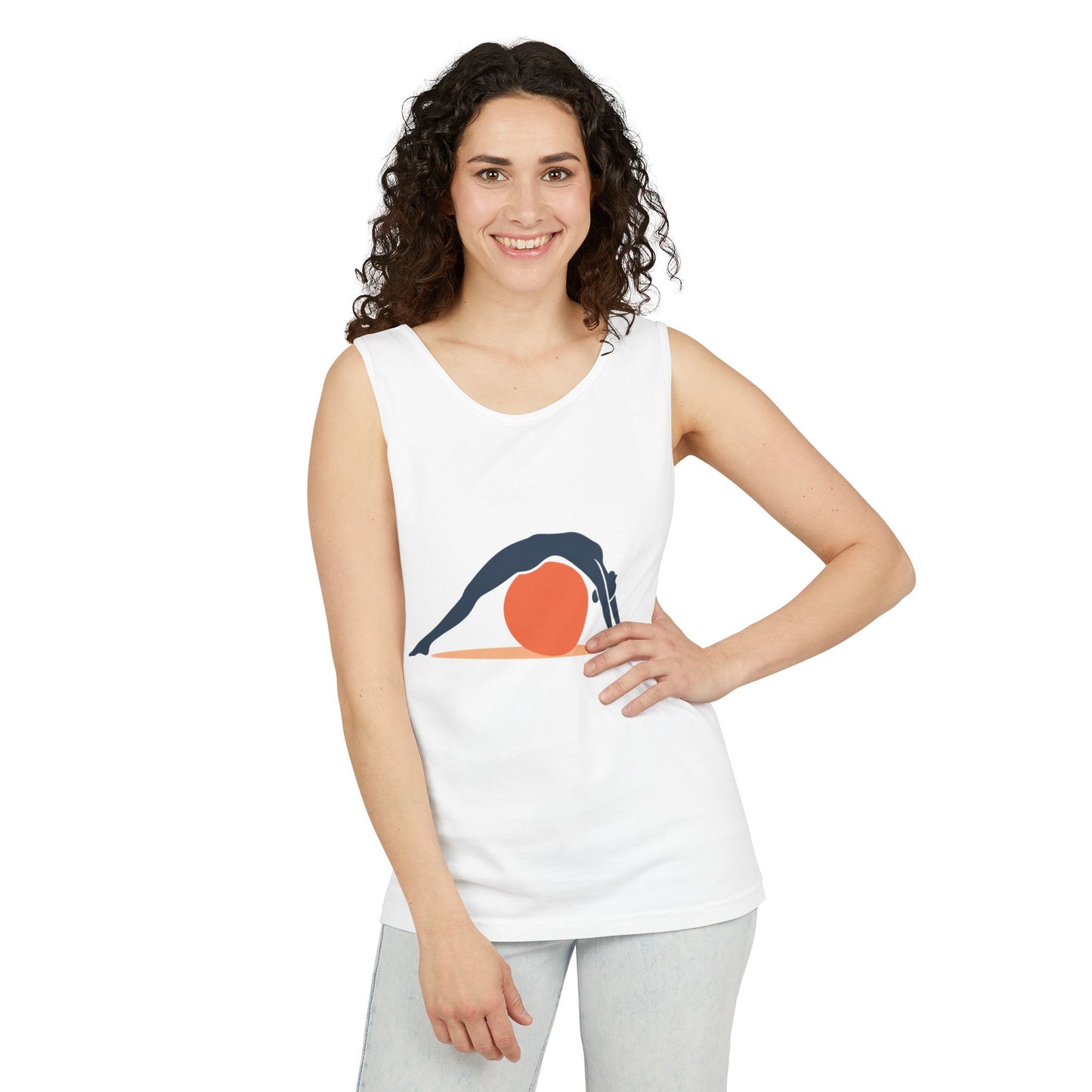 Womens Garment-Dyed Tank Top, Womens Pilates Tank Top, Yoga Fitness Graphic Top, Cute Workout Activewear Shirt