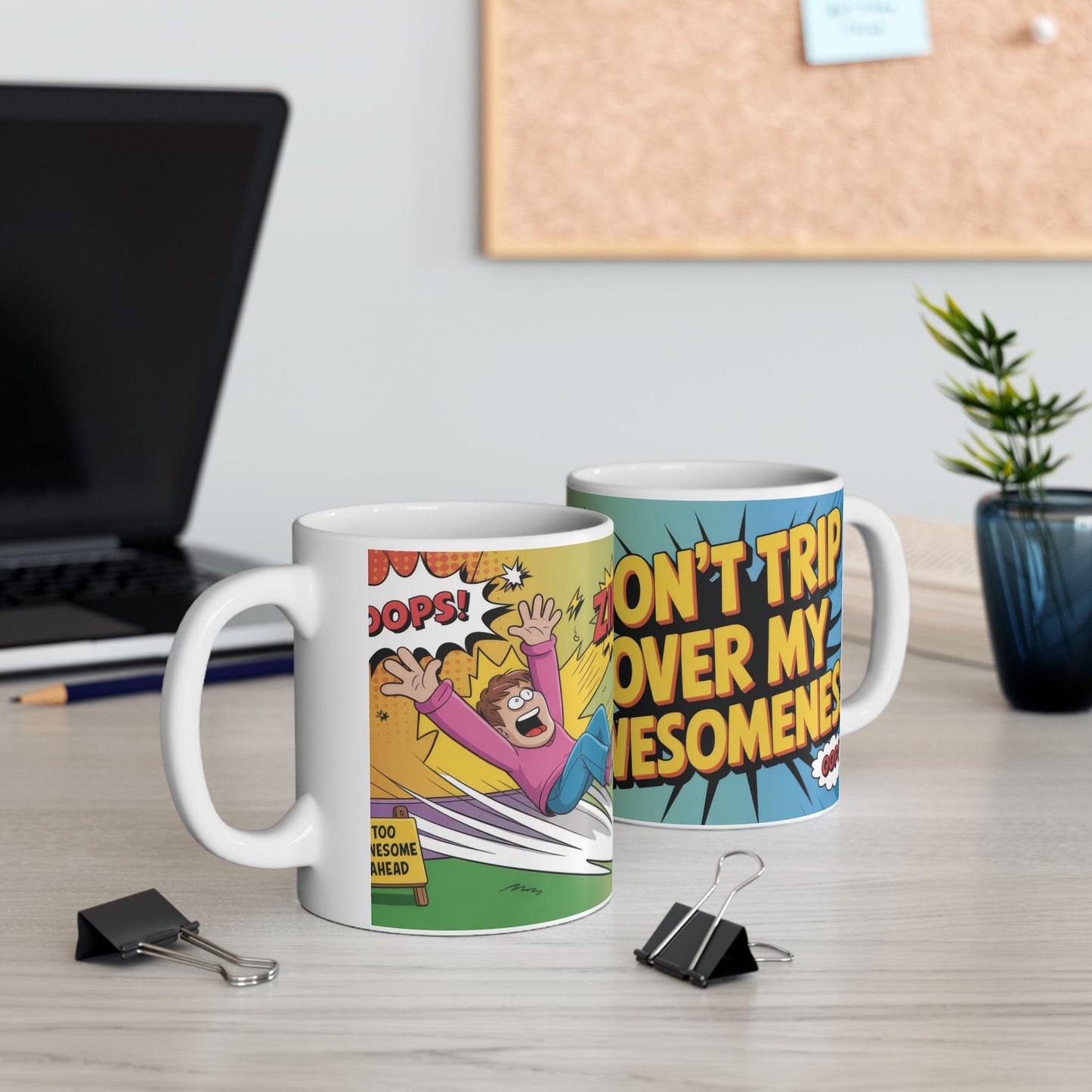 Funny Comic Mug, Dont Trip Over My Awesomeness, Bold Confidence Coffee Cup, Colorful Humor Gift, Cartoon Style Mug, Gift for Coffee Lovers