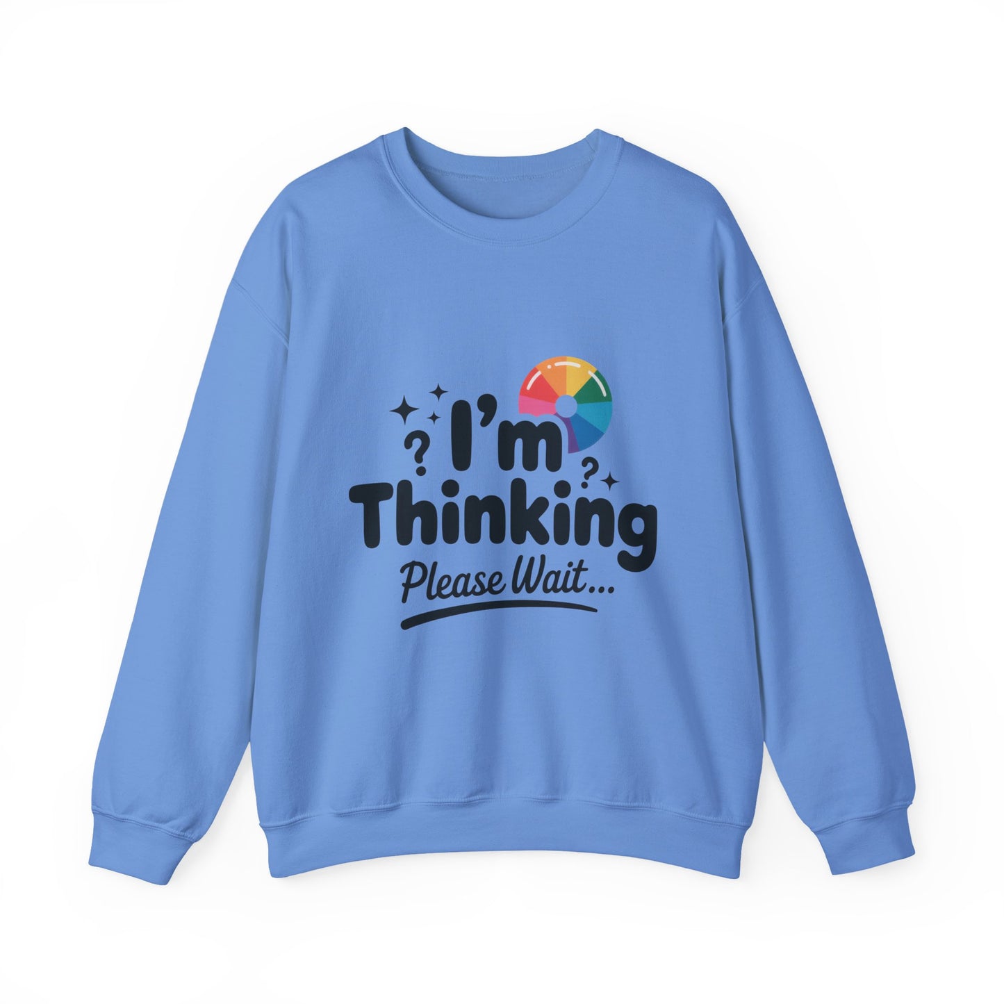 Funny - Im Thinking Please Wait - Mens Sweatshirt, Cute Geeky Gift for Introverts, Programmers, Designers, Humor Crewneck, Gift for Adults