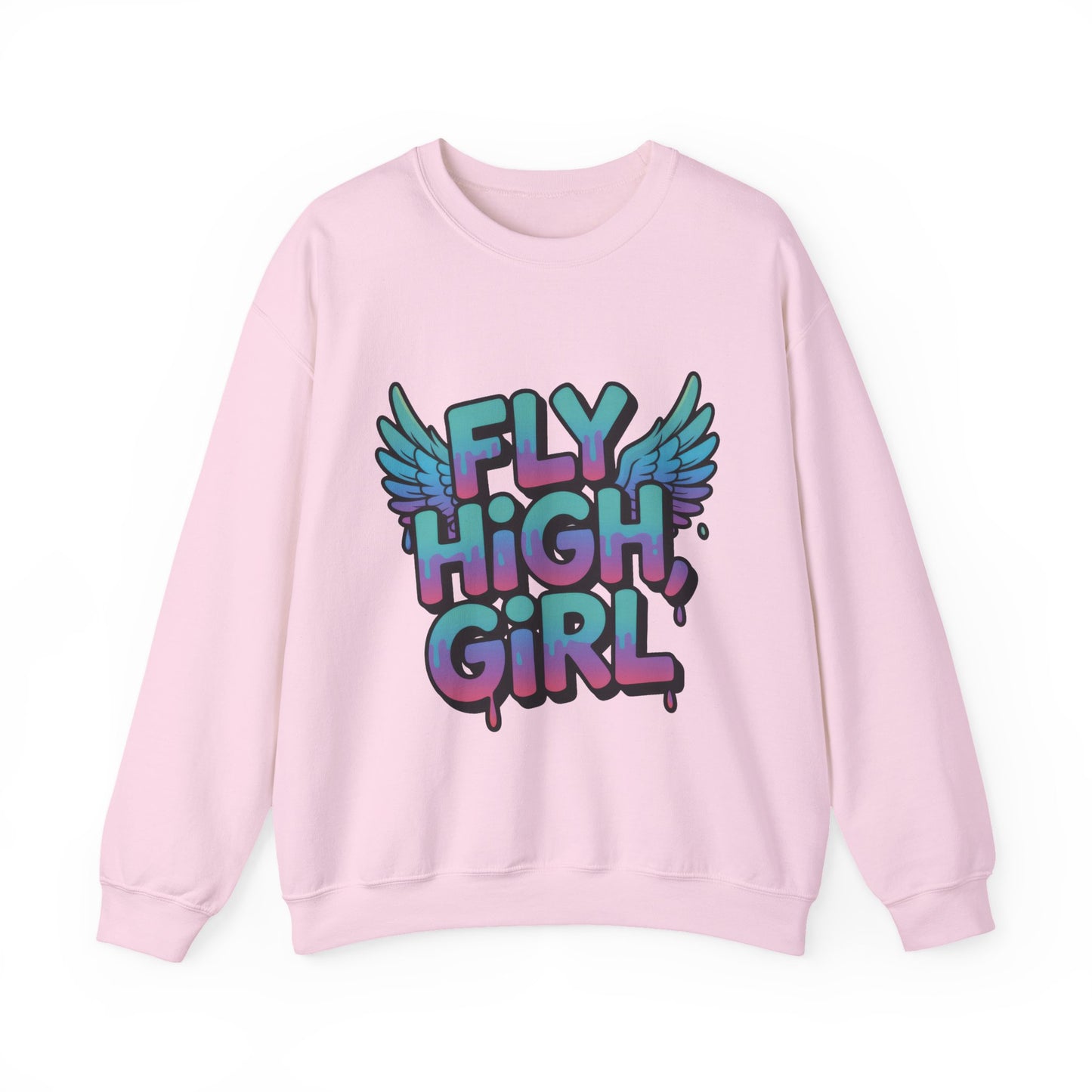 Women's Sweatshirt Fly High Girl, Graffiti Drip Angel Wings Streetwear Pullover Top