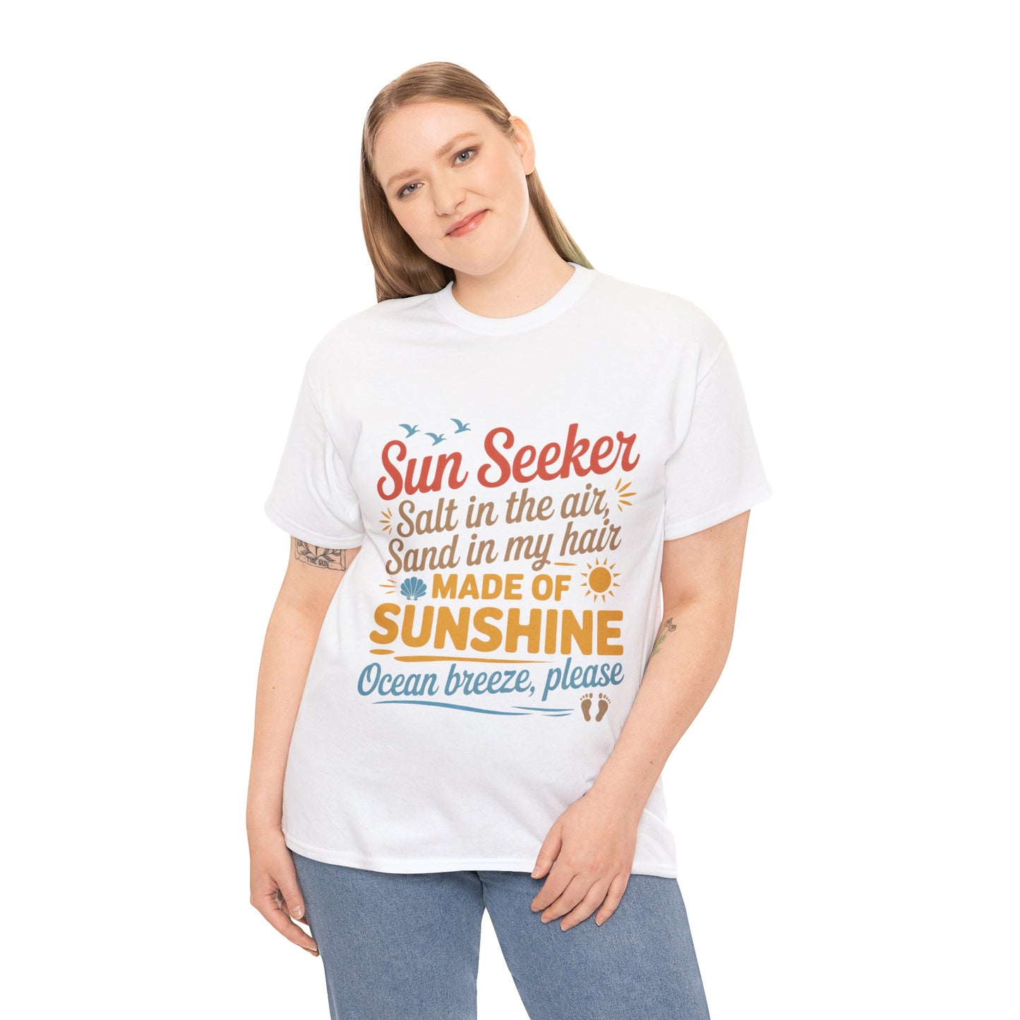 Sun Seeker Summer Quote Shirt, Made of Sunshine Beach Vibes Tee, Ocean Breeze Please Shirt for Women, Salt in the Air Sand in My Hair Top