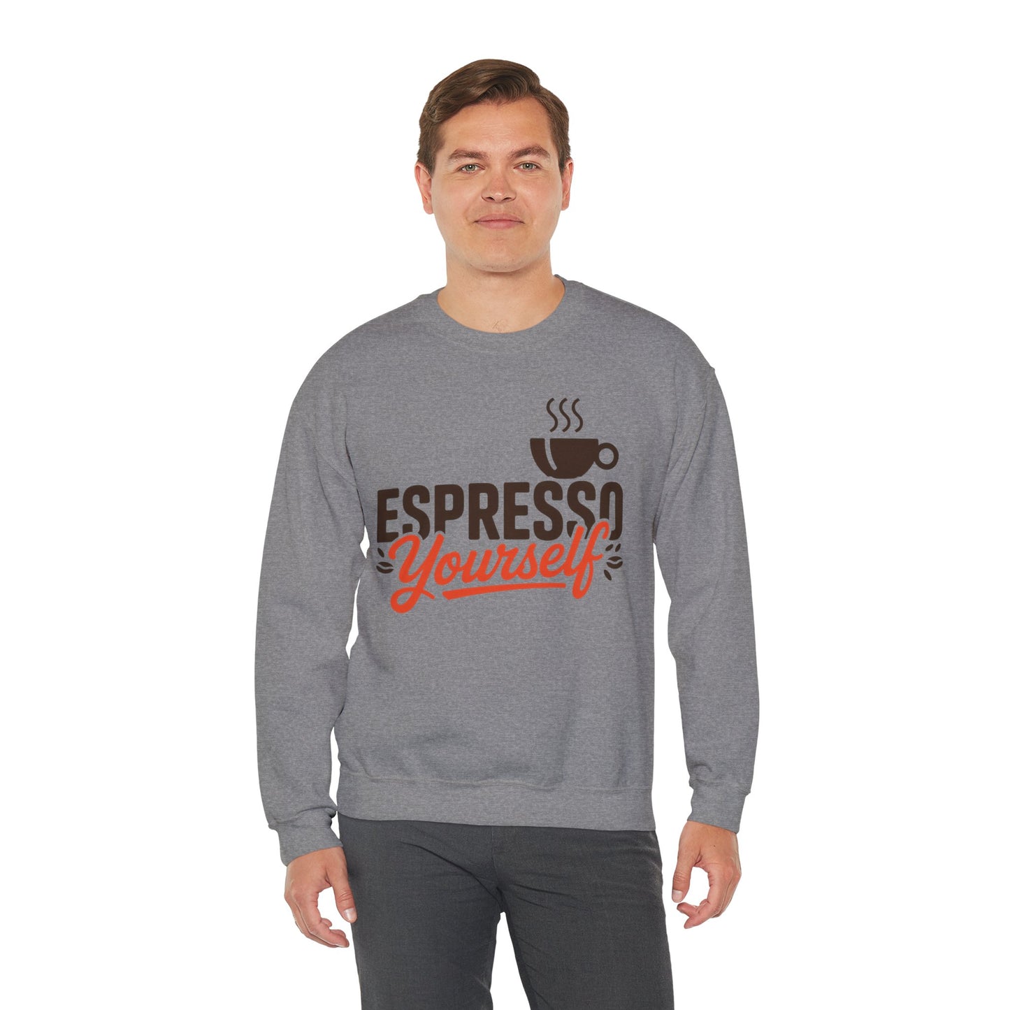 Men's Heavy Blend™ Crewneck Sweatshirt, Espresso Yourself Sweatshirt, Funny Coffee Lover Mens Crewneck, Cafe Lover Gift