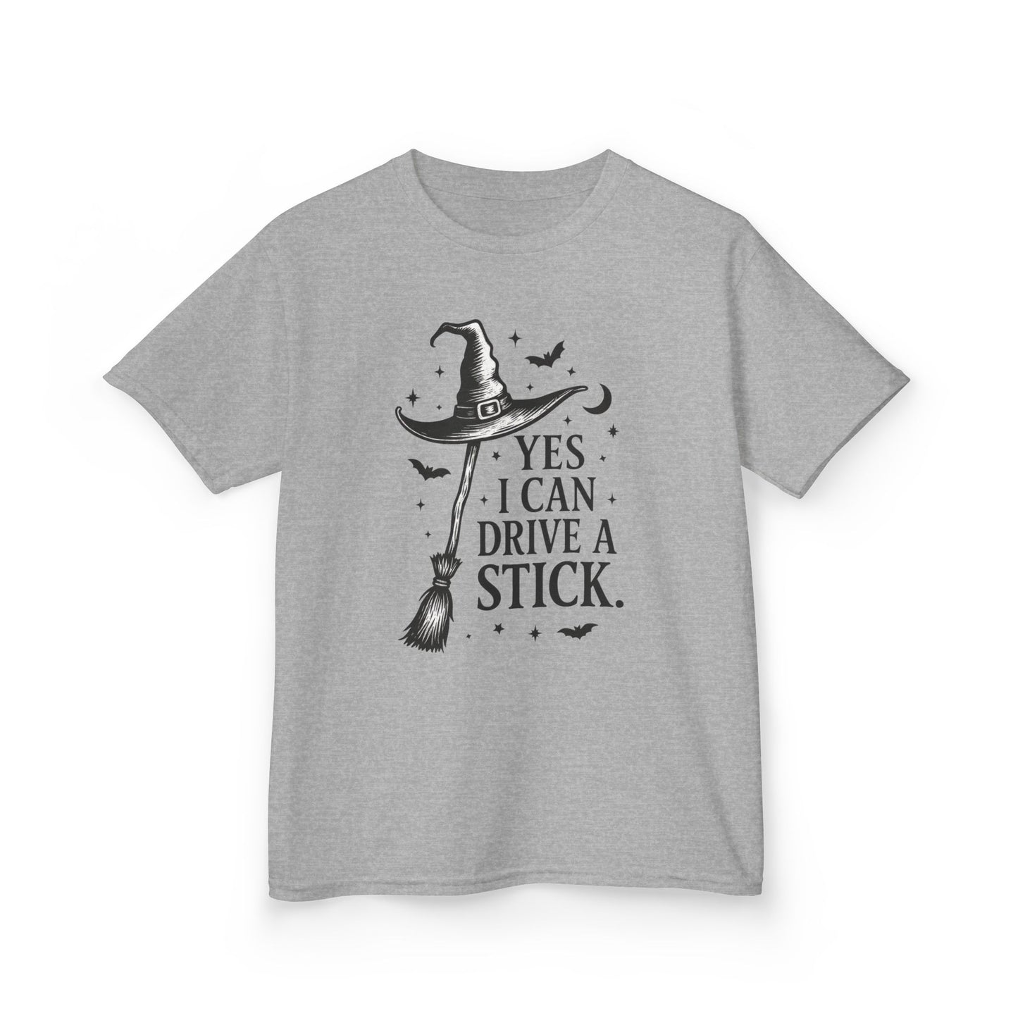 Yes I Can Drive a Stick Girls Witch T-Shirt, Cute Halloween Shirt for Kids, Girls Halloween Tee