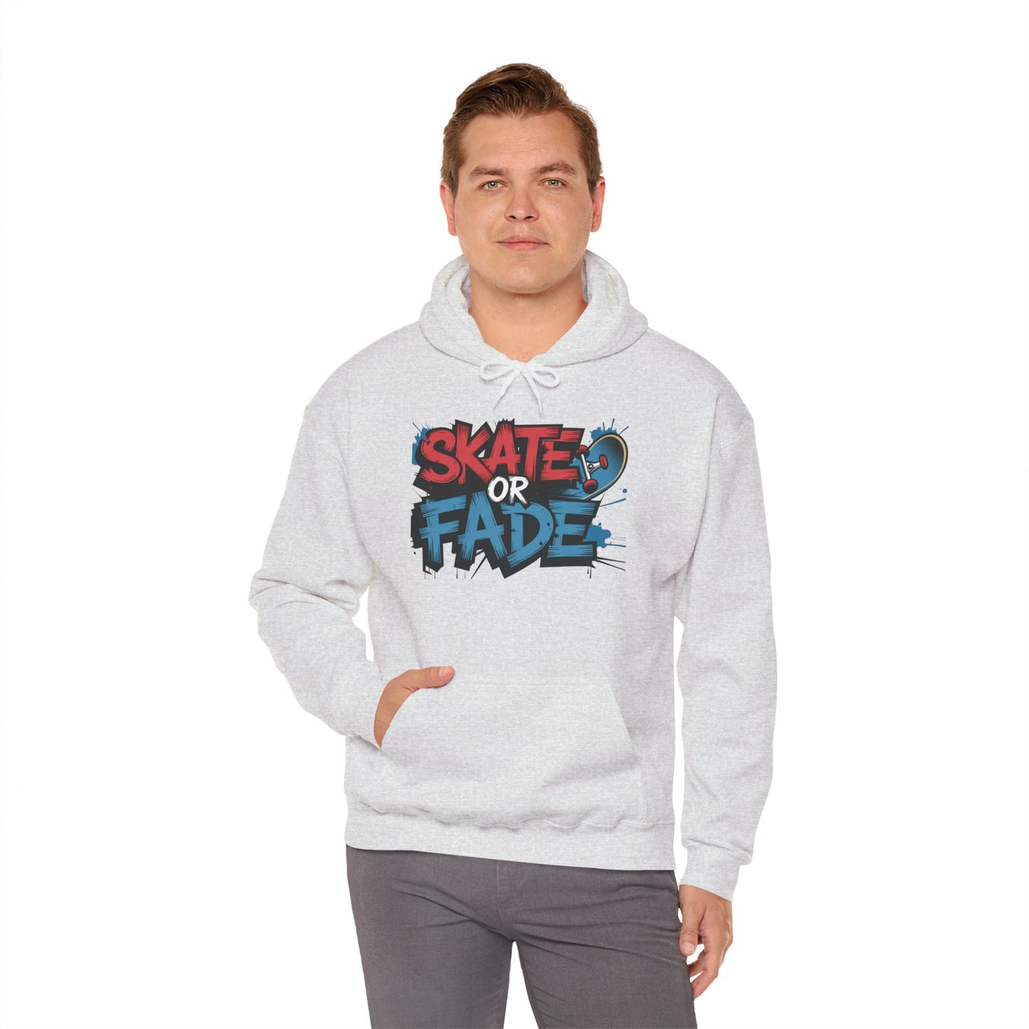 Skate Or Fade Men's Hoodie, Graffiti Skateboarding Pullover, Urban Streetwear Hoodie for Skaters