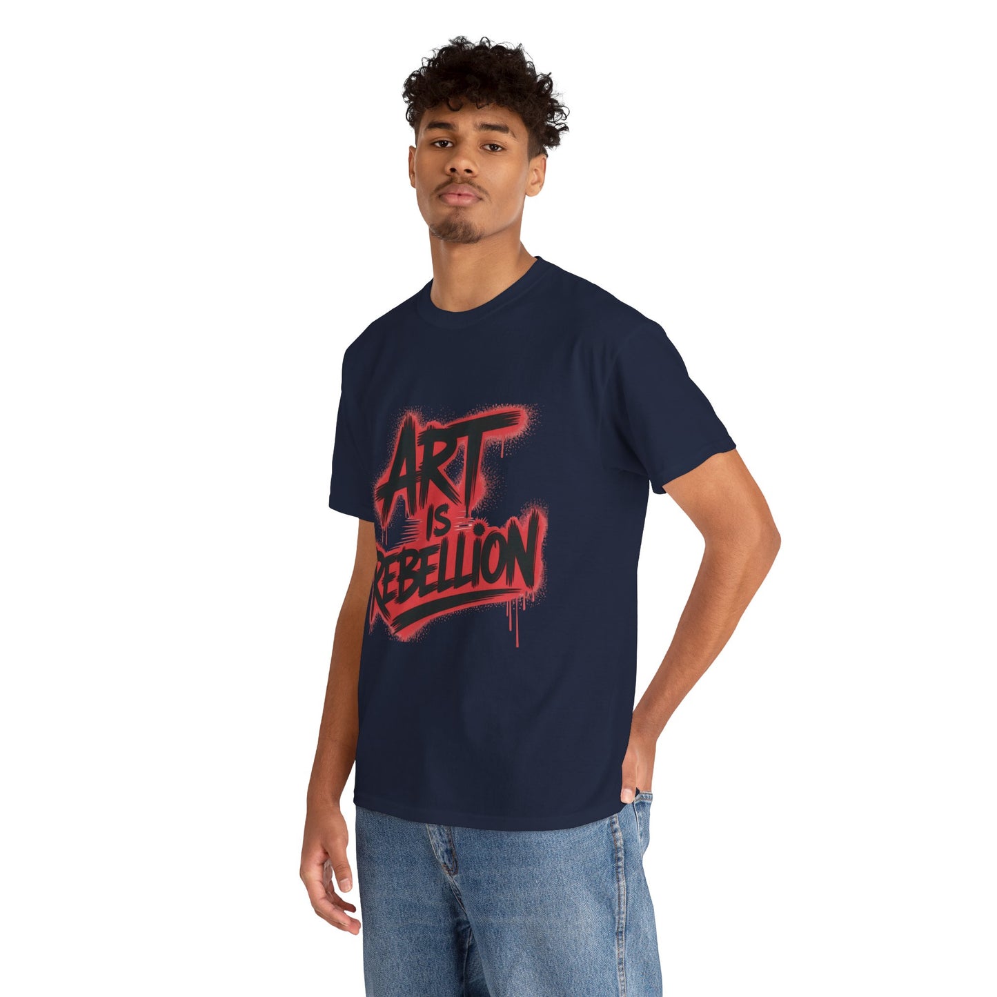 Men's Heavy Cotton Tee, Art Is Rebellion Men's T-Shirt, Graffiti Street Art Graphic Tee, Urban Skate Punk Style Shirt