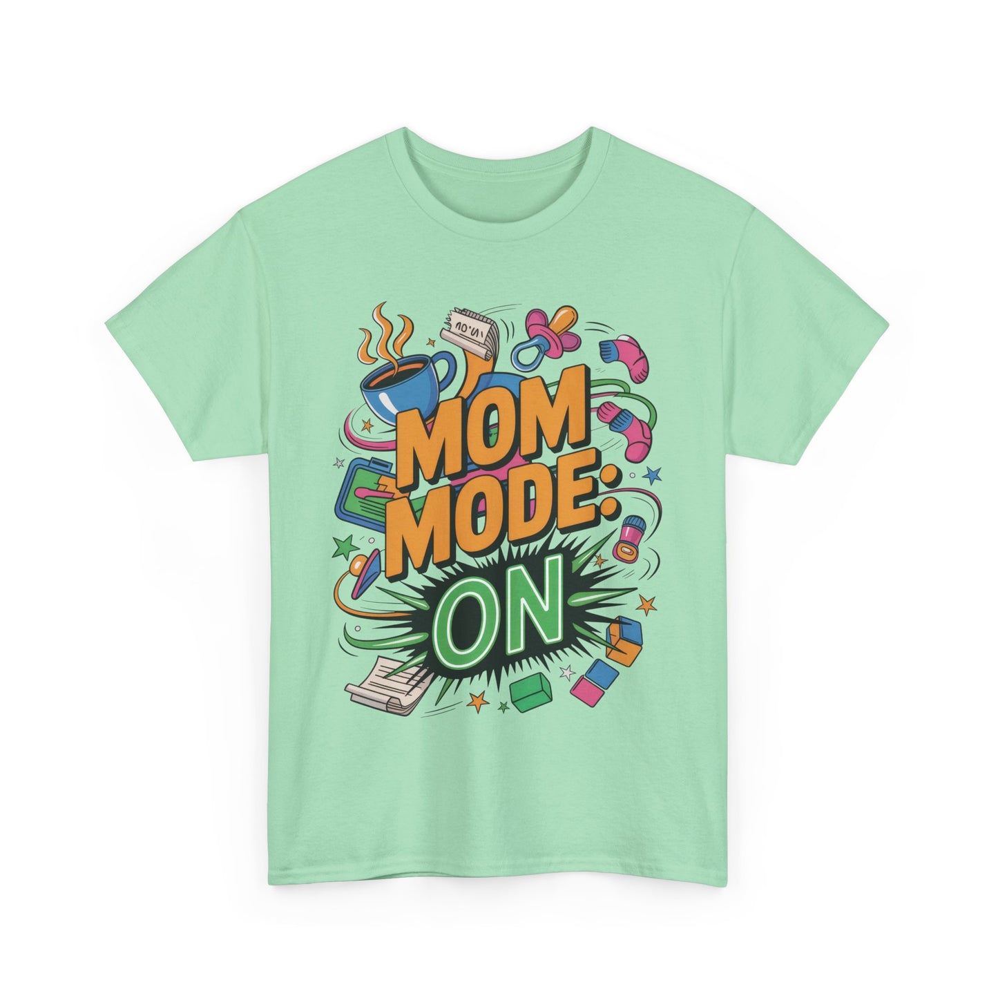 Mom Mode ON Cotton Tee, Funny Mom T-Shirt, Gift for Mothers, Parent Life Apparel, Mother's Day Humor T-Shirt, Cute Mama Life Graphic Tee