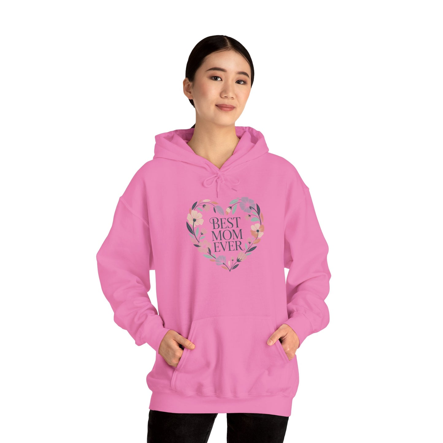 Floral Heart Mom Hoodie - Best Mom Ever Sweatshirt for Mother's Day, Gift for Mom, Cozy Sweatshirt for Women, Everyday Wear, New Mom Gift