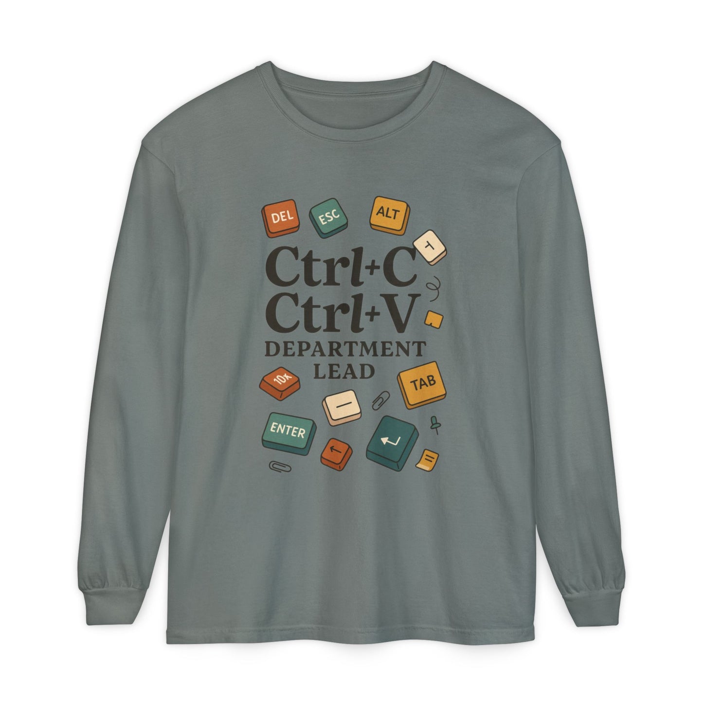 Graphic Long Sleeve Tee, Ctrl+C Ctrl+V Department Lead, Funny Office Humor Shirt, Programmer Gift, Tech Nerd Tee, IT Department Apparel