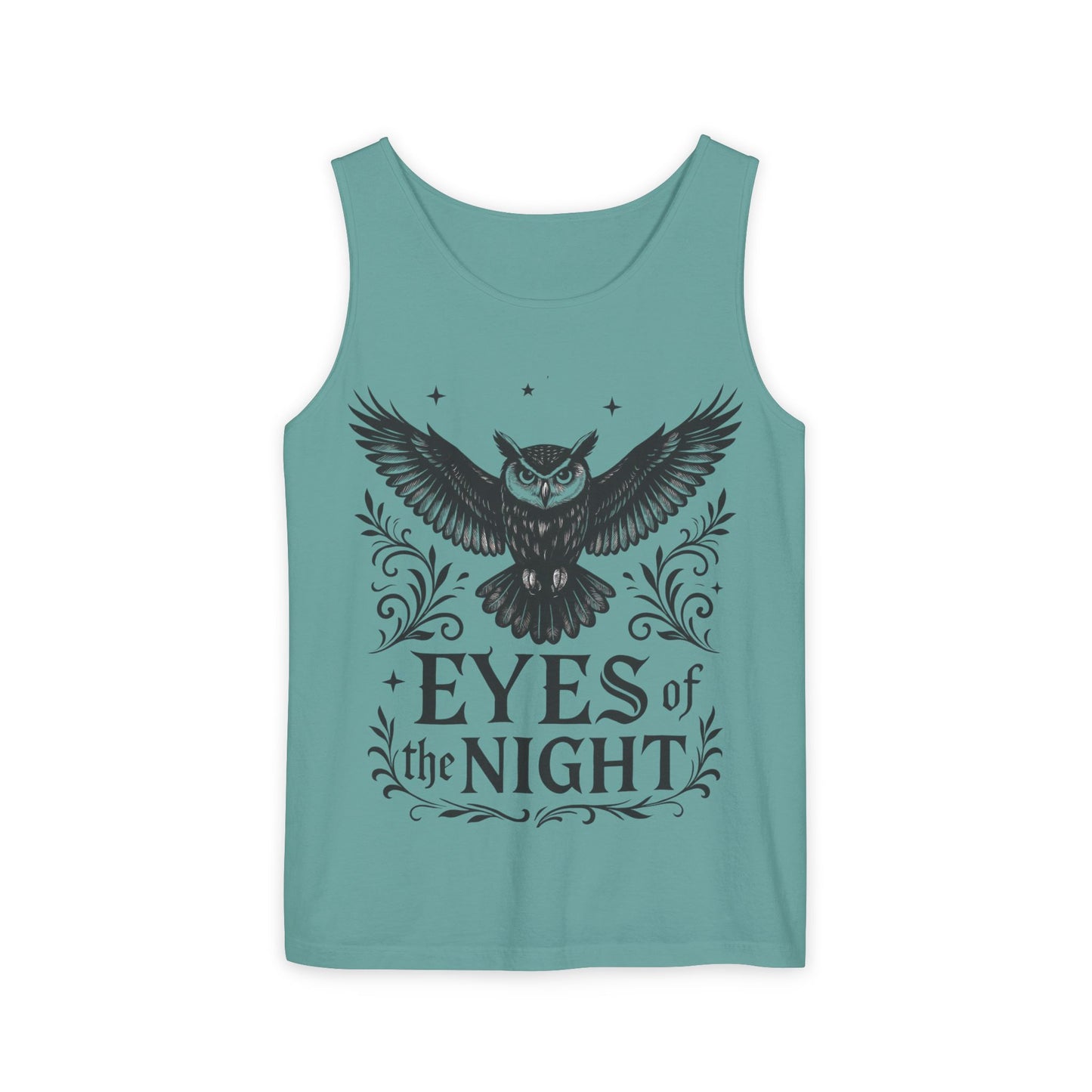 Eyes of the Night Owl Tank Top, Mens Summer Wear, Boho Aesthetic, Festival Outfit, Nature Lover Gift, Halloween Apparel