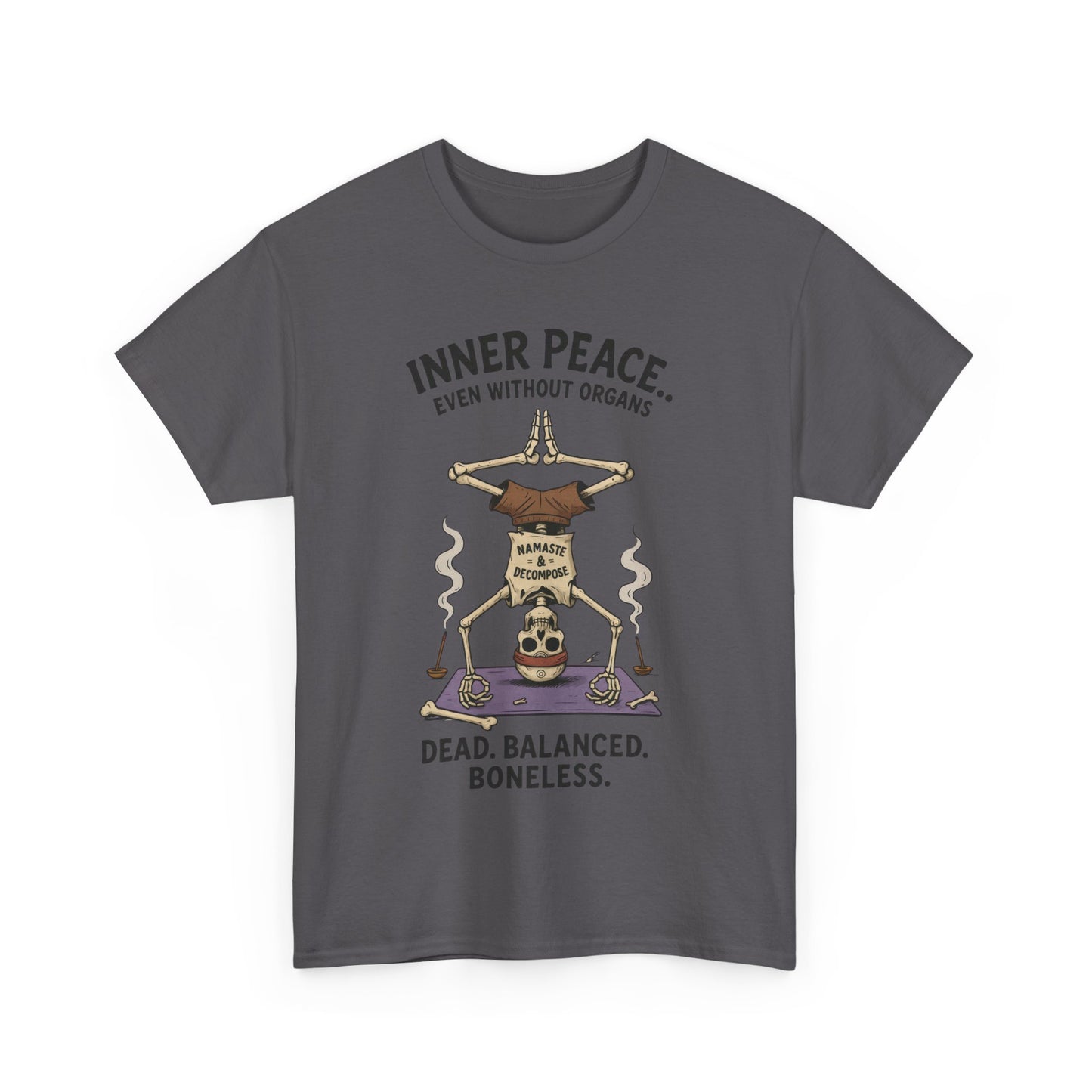 Inner Peace Skeleton Yoga Unisex Tee, Dark Humor Meditation Shirt, Gift for Mindfulness Lovers, Yoga Shirt, Peaceful Vibes