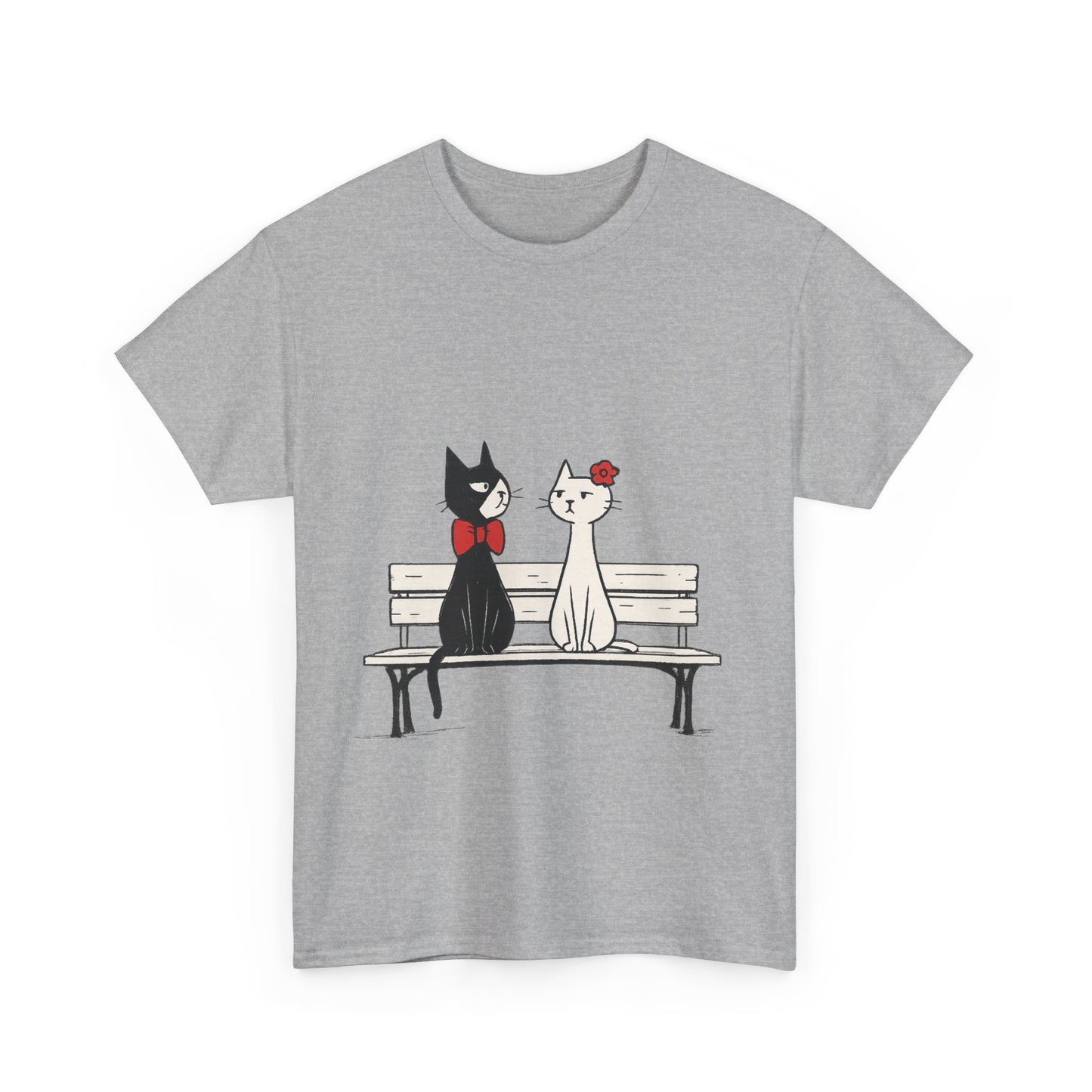 Cute Cat Lovers Tee, Womens Heavy Cotton Tee for Pet Owners, Funny Cat Shirt, Gift for Cat Lovers, Casual T-Shirt, Animal Art Tee