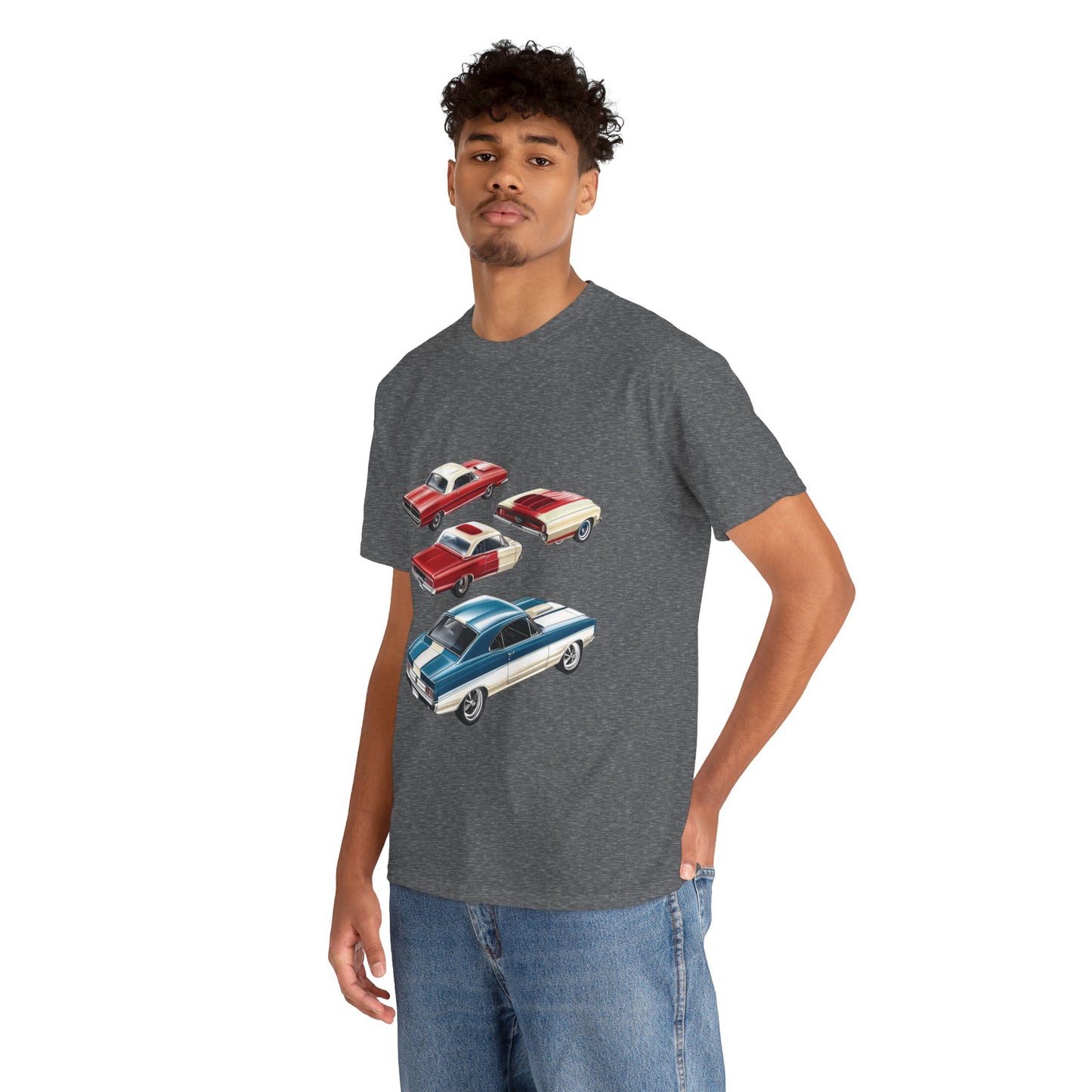 Vintage Muscle Car T-Shirt, Mens Cotton Tee with Retro American Classic Car Illustration, Gift for Car Lovers, Classic Car Graphic Tee