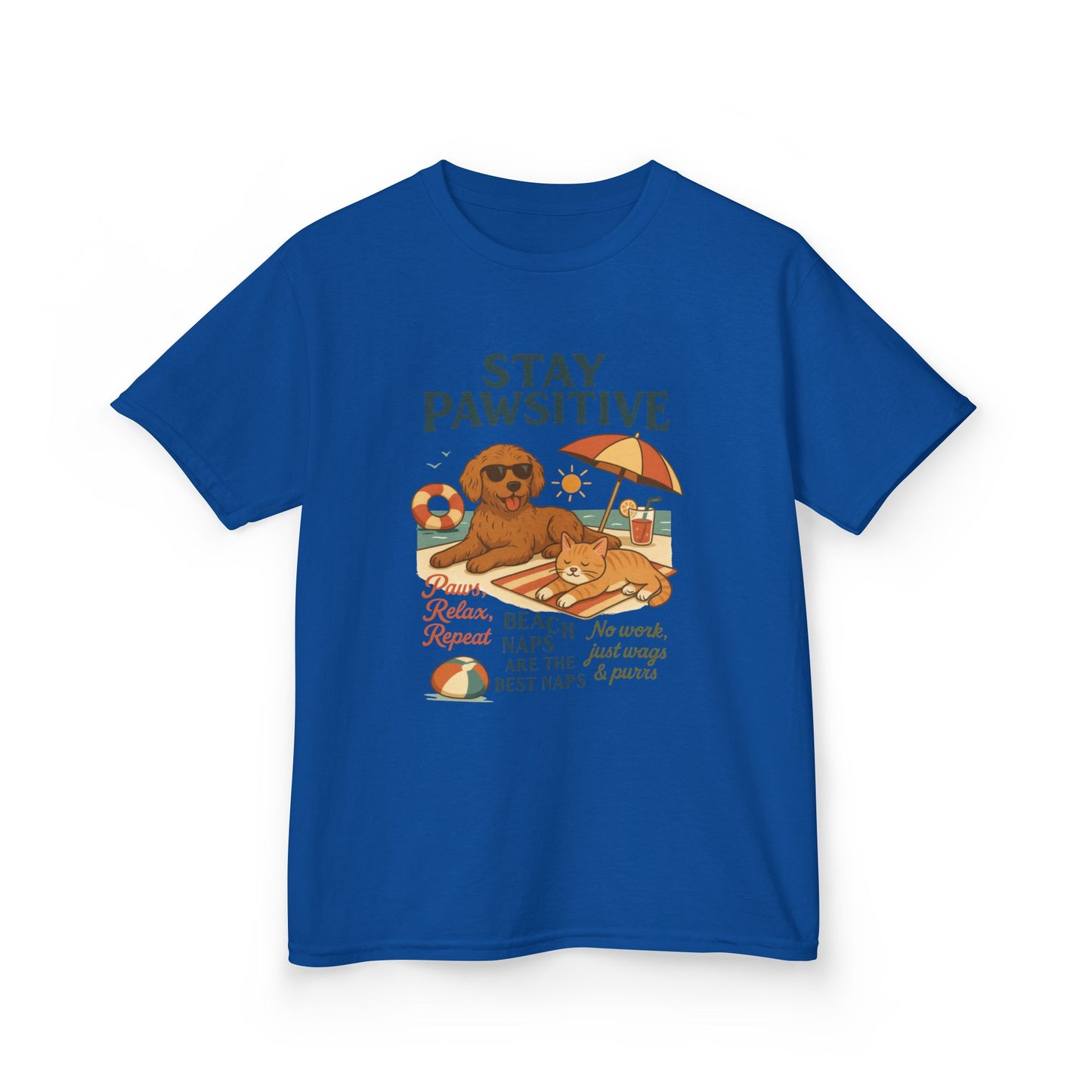 Kids Beach Vibes Tee - Stay Pawsitive, Summer Fun Shirt, Dog Lover Gift, Vacation Outfit, Beach Day Apparel