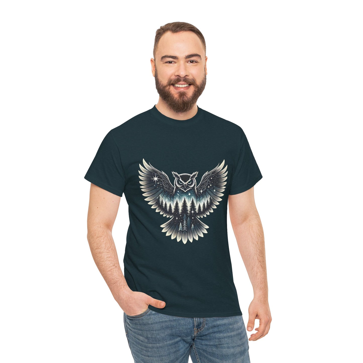 Mystical Owl Graphic Tee, Wildlife Lover Gift, Nature Shirt, Festival Wear, Boho Style, Night Bird Graphic T-Shirt