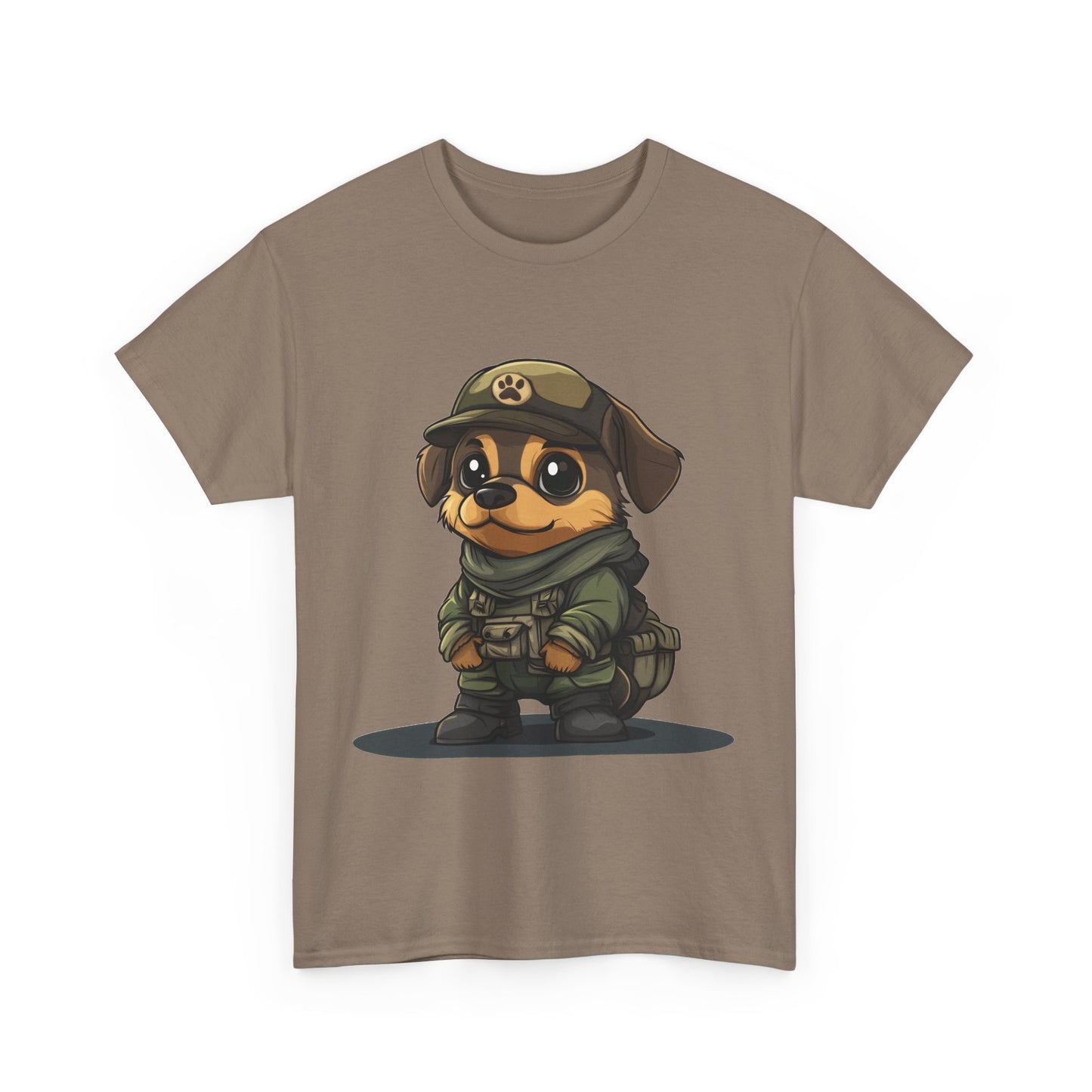 Funny Dog Soldier Tee, Cute Military Dog Cartoon Unisex Heavy Cotton Tee , Pet Lover Gift, Gift for Dog Owners, Gift for Army Fans