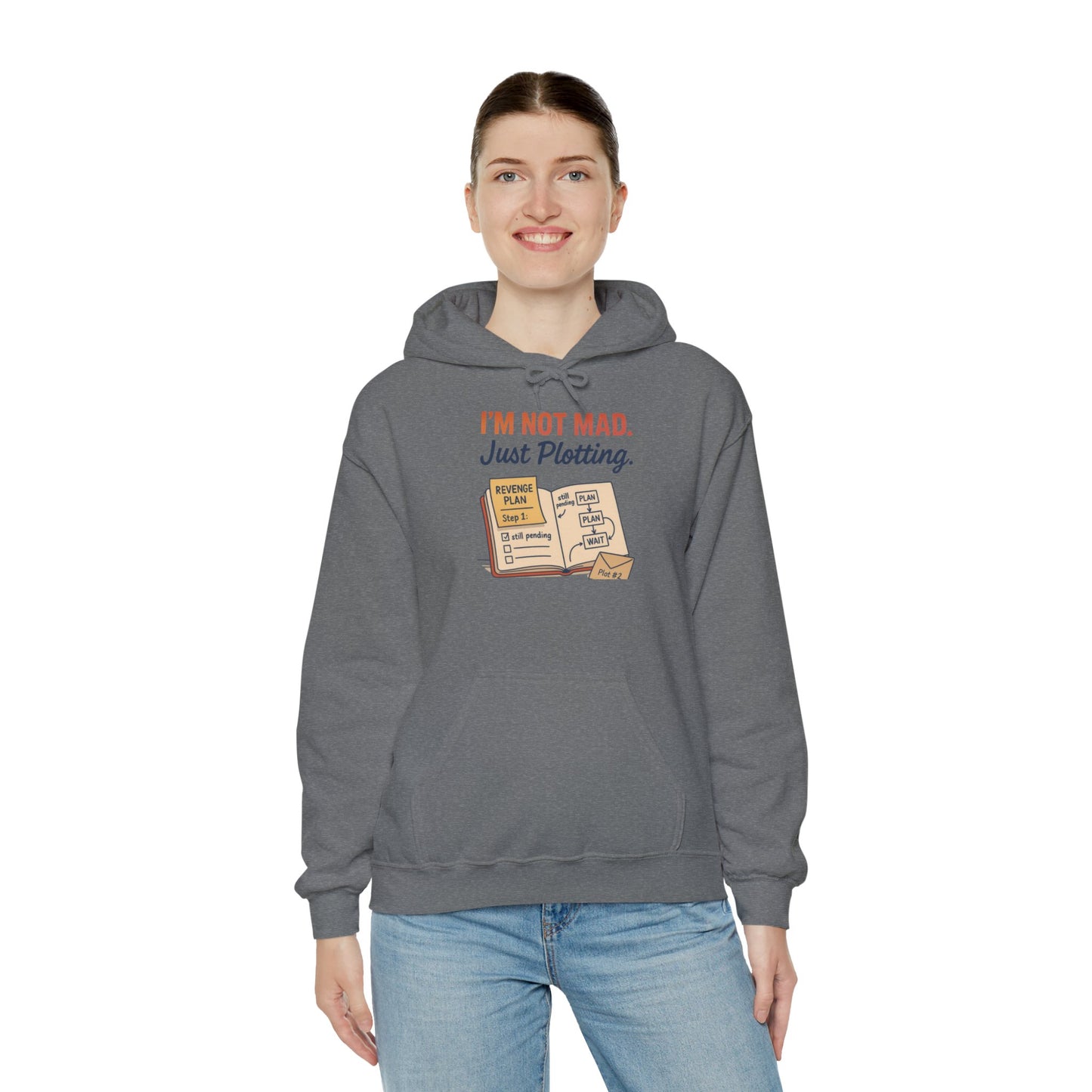 Sarcastic Womens Hoodie, Im Not Mad Just Plotting, Funny Passive Aggressive Sweatshirt Gift, Plotting Humor Hooded Womens Sweatshirt