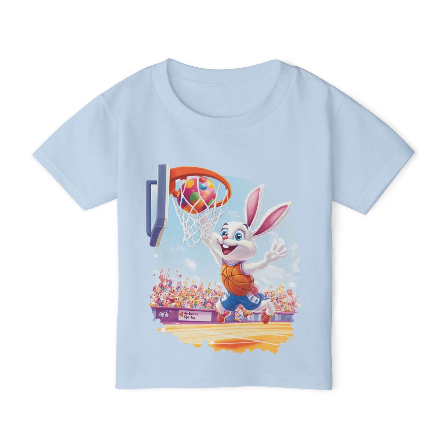 Basketball Bunny Easter Toddler T-Shirt - Cute Bunny Dunking Egg Ball, Fun Spring Sports Tee for Kids, Holiday Gift Idea, Easter Gift